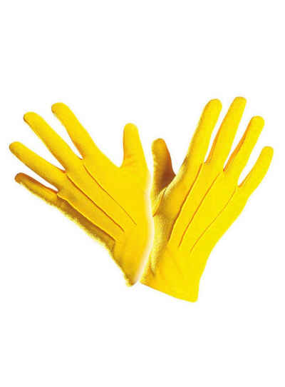 Widdmann Kostüm Stoffhandschuhe gelb, Einfarbige, dehnbare Handschuhe für Damen und Herren