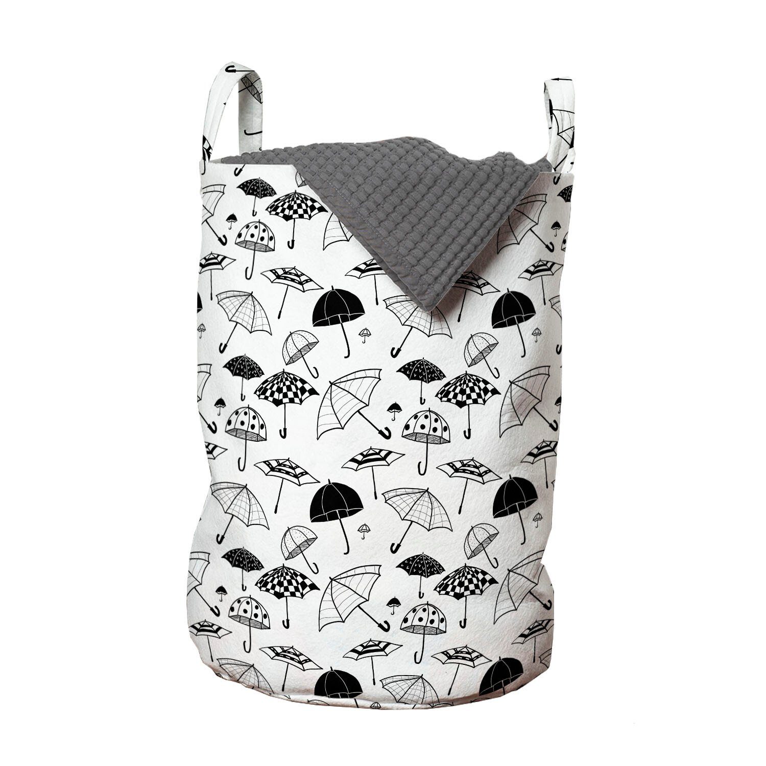 Abakuhaus Wäschesäckchen Wäschekorb mit Griffen Kordelzugverschluss für Waschsalons, Hipster Hand Drawn Regenschirme Bilder