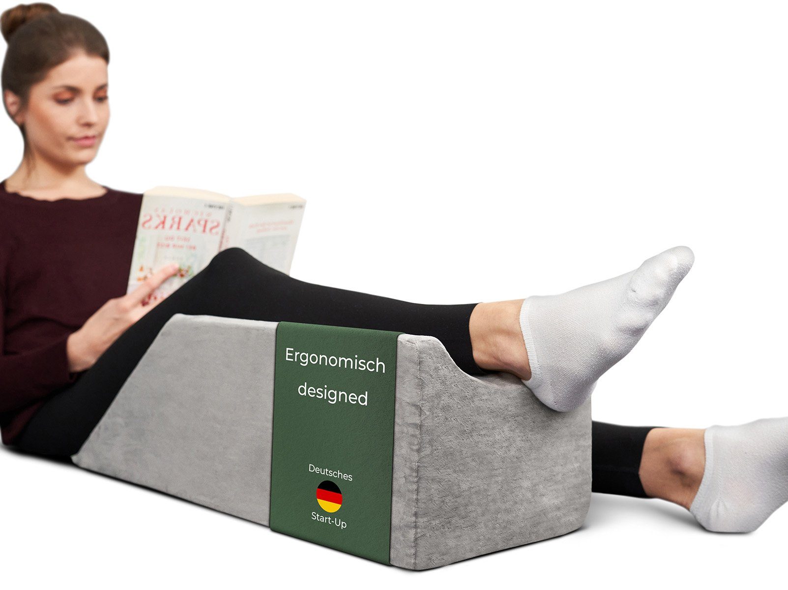 Well B4 Venenkissen zum Beine hochlagern - Beinhochlagerungskissen Beinauflage Keilkissen, Stützkissen für Beine & Knie ideal als Lymphkissen und Venenkeil
