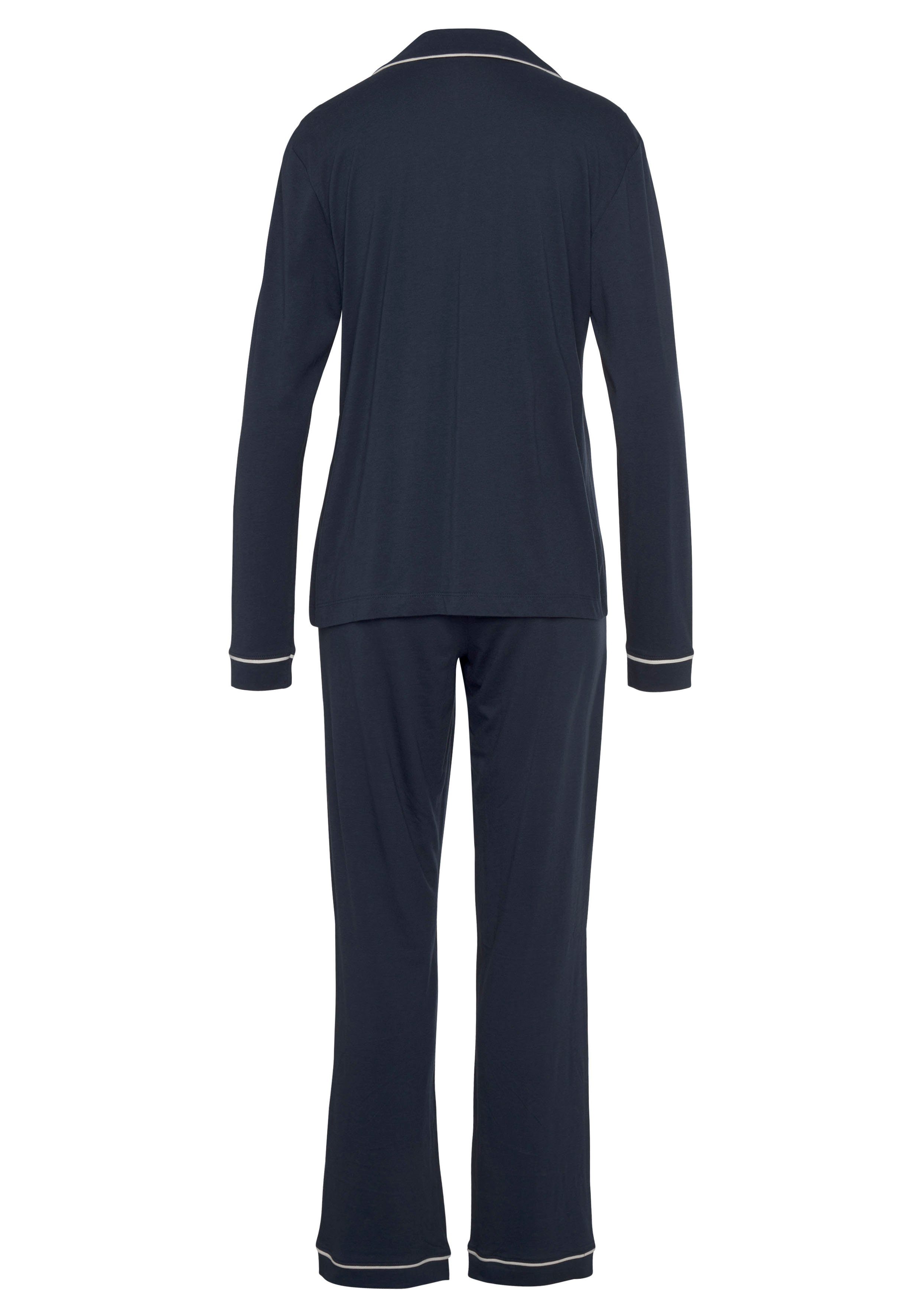 LASCANA Pyjama (2 tlg) mit Kontrastpaspeln günstig online kaufen