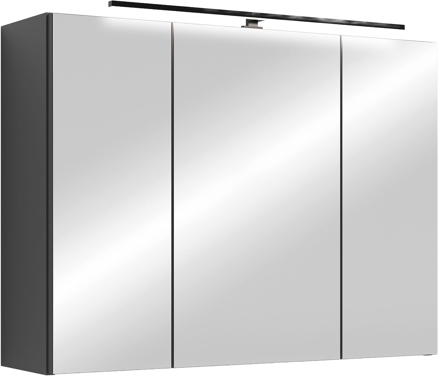 byLIVING Spiegelschrank Serie Spree, in vielen Breiten erhältlich Soft-Close, LED Beleuchtung mit Schalter- und Steckdosenbox