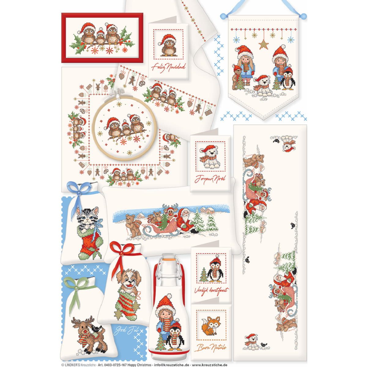Lindner´s Kreuzstiche Kreativset Lindner´s Kreuzstich Zählmuster Vorlage "Happy Christmas", 167, (embroidery kit by Marussia)
