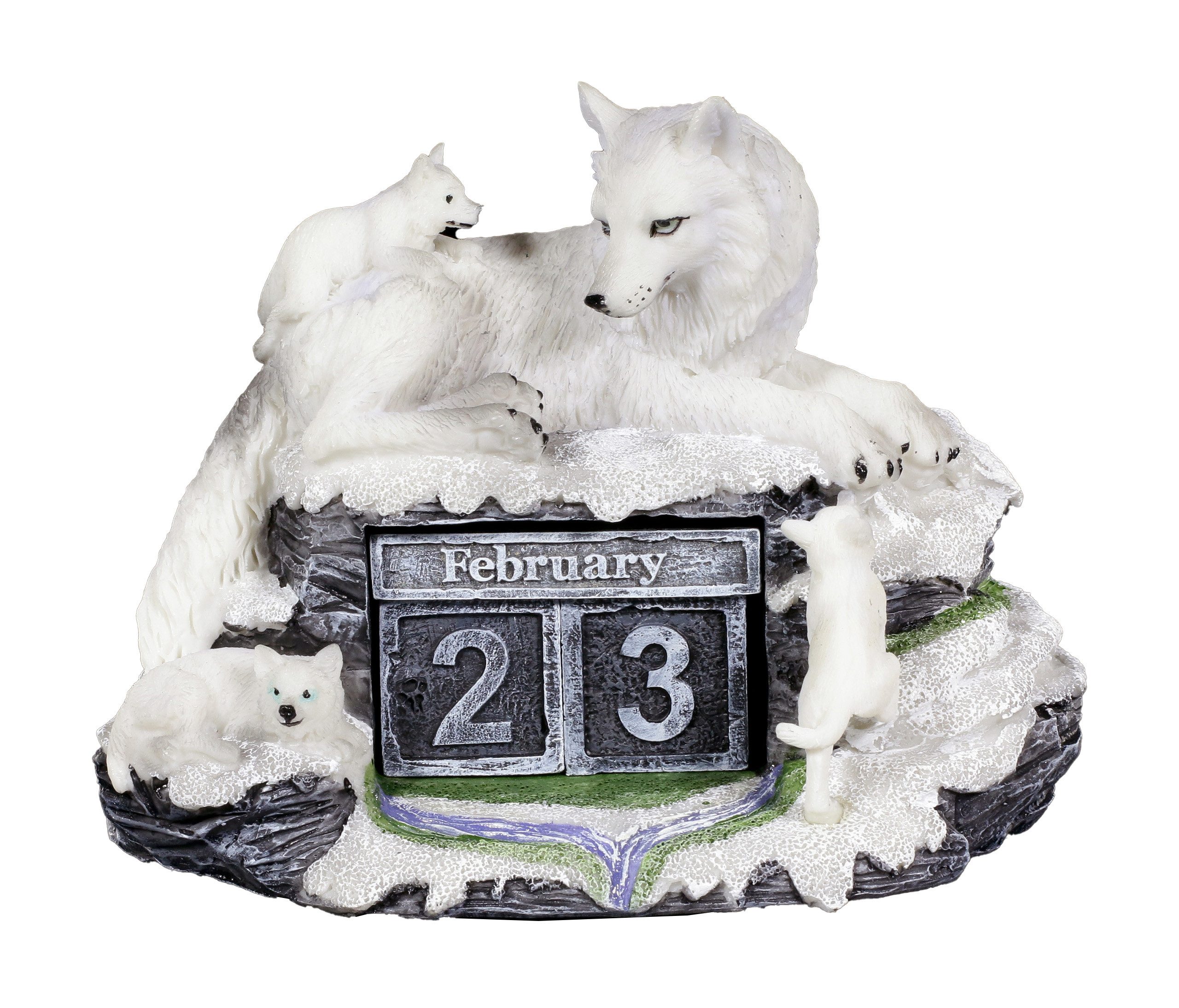 Figuren Shop GmbH Tischkalender Wolf Figur als Kalender - Mother's Watch - Nemesis Now Tischkalender