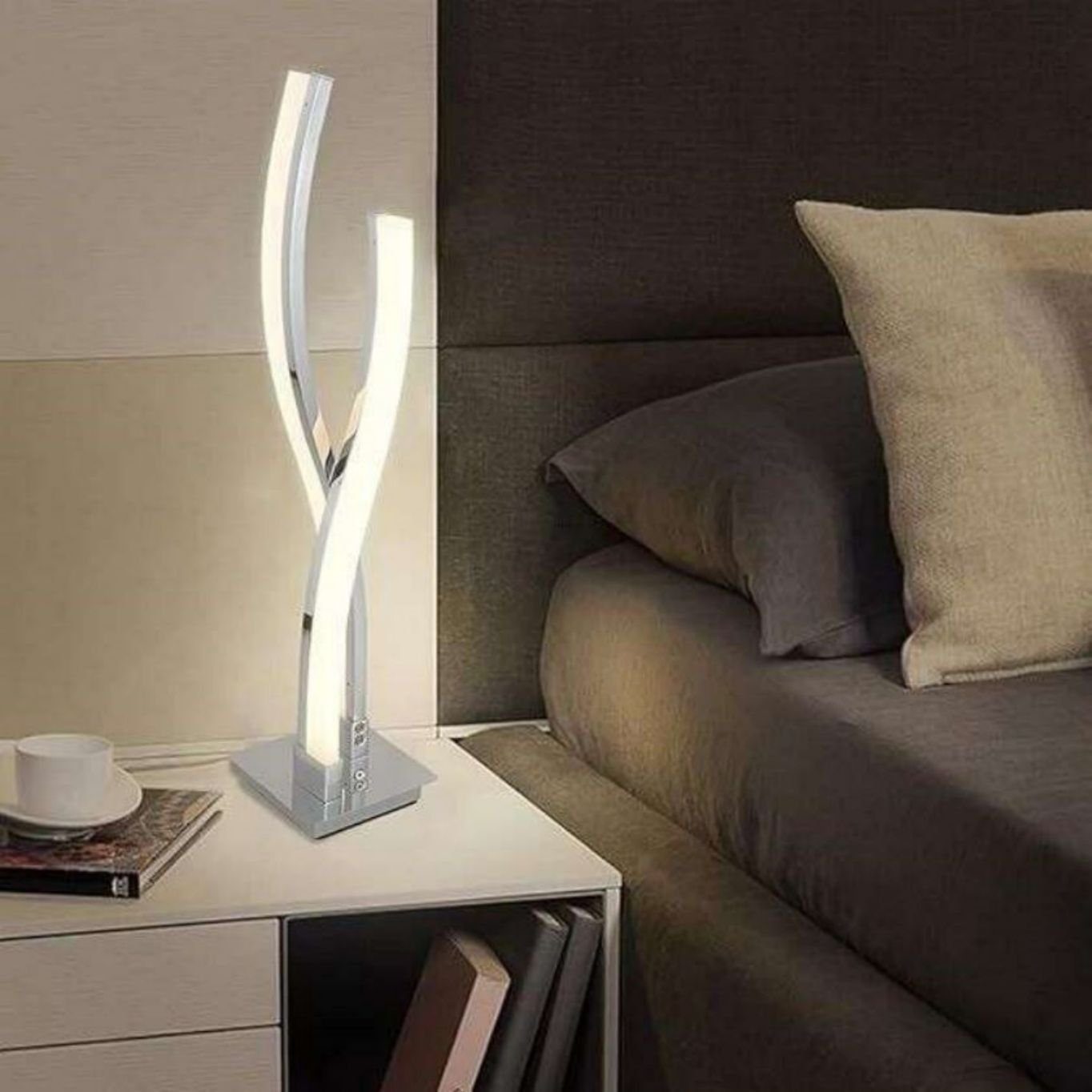 JDONG LED Tischleuchte Nachttischlampe Modern Arc Schreibtischlampe Zeitgenössisch