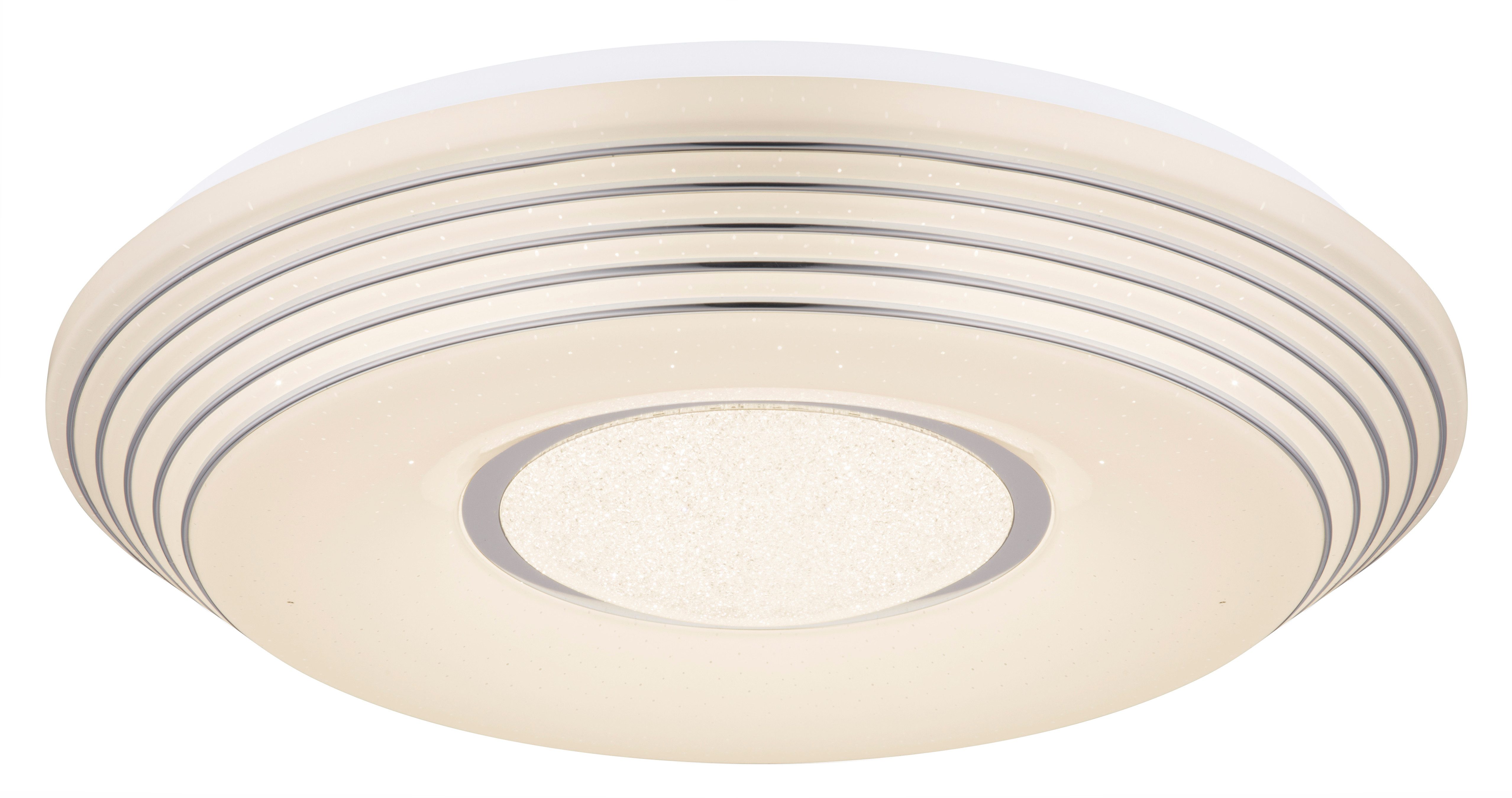 GLOBO LIGHTING Deckenleuchte PILLO, LED fest integriert, Deckenleuchte Weiß, Acryl/Kristalle, dimmbar, Fernbedienung, LED 40W