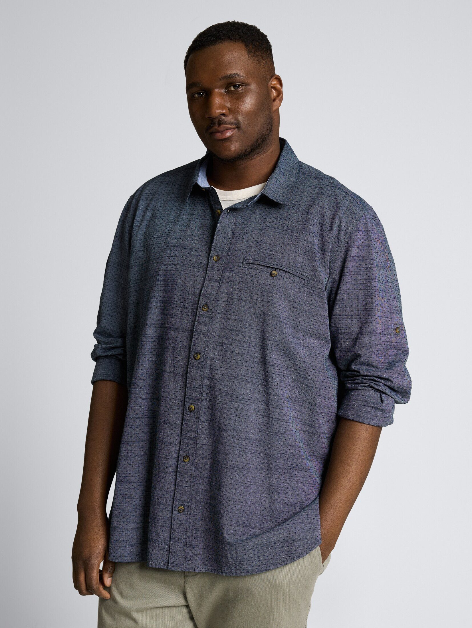 TOM TAILOR PLUS Langarmhemd Blusen & Shirts Plus Size - Regular Fit Hemd mit Turn-Up-Funktion