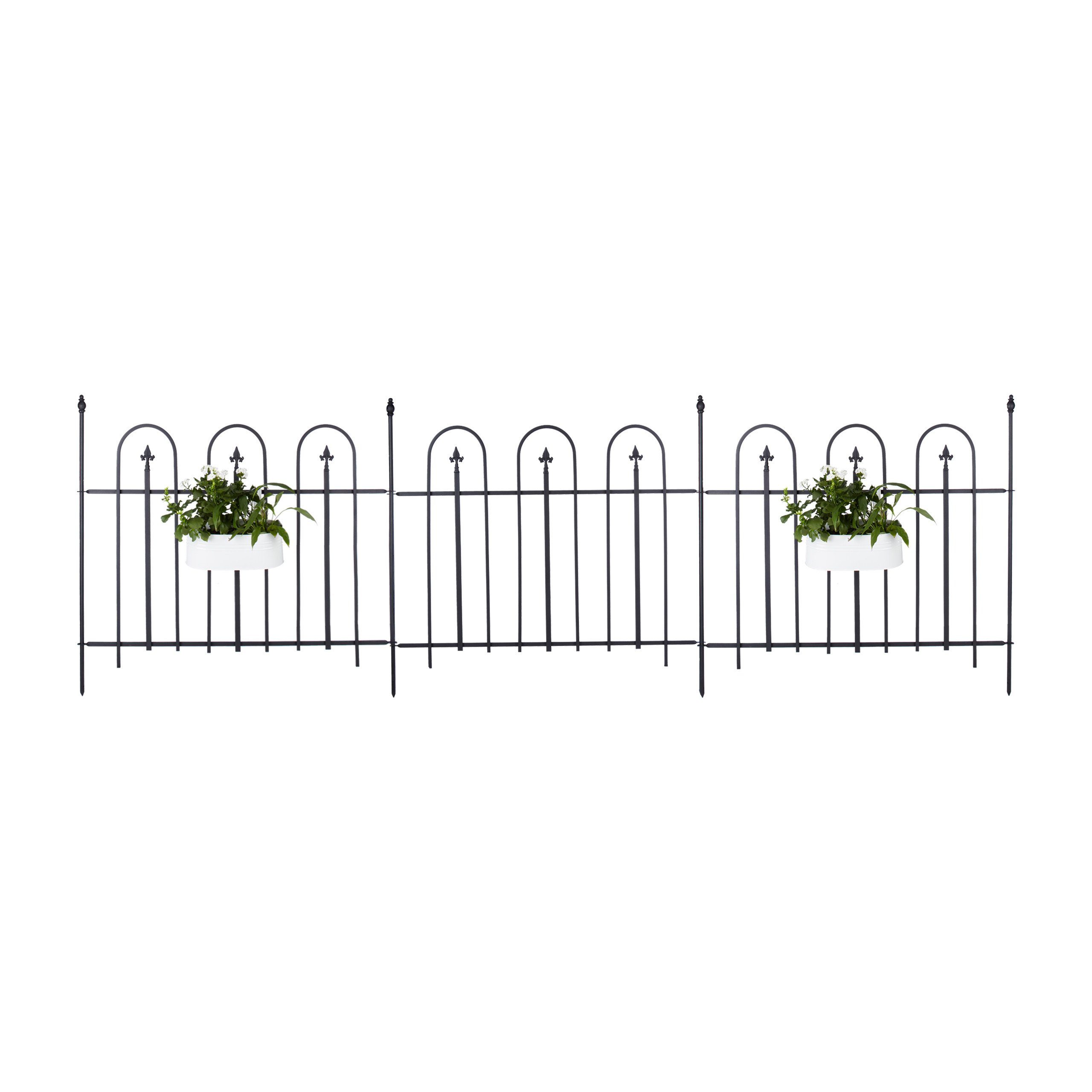 relaxdays Gartenzaun Metall 4er Set GOTH