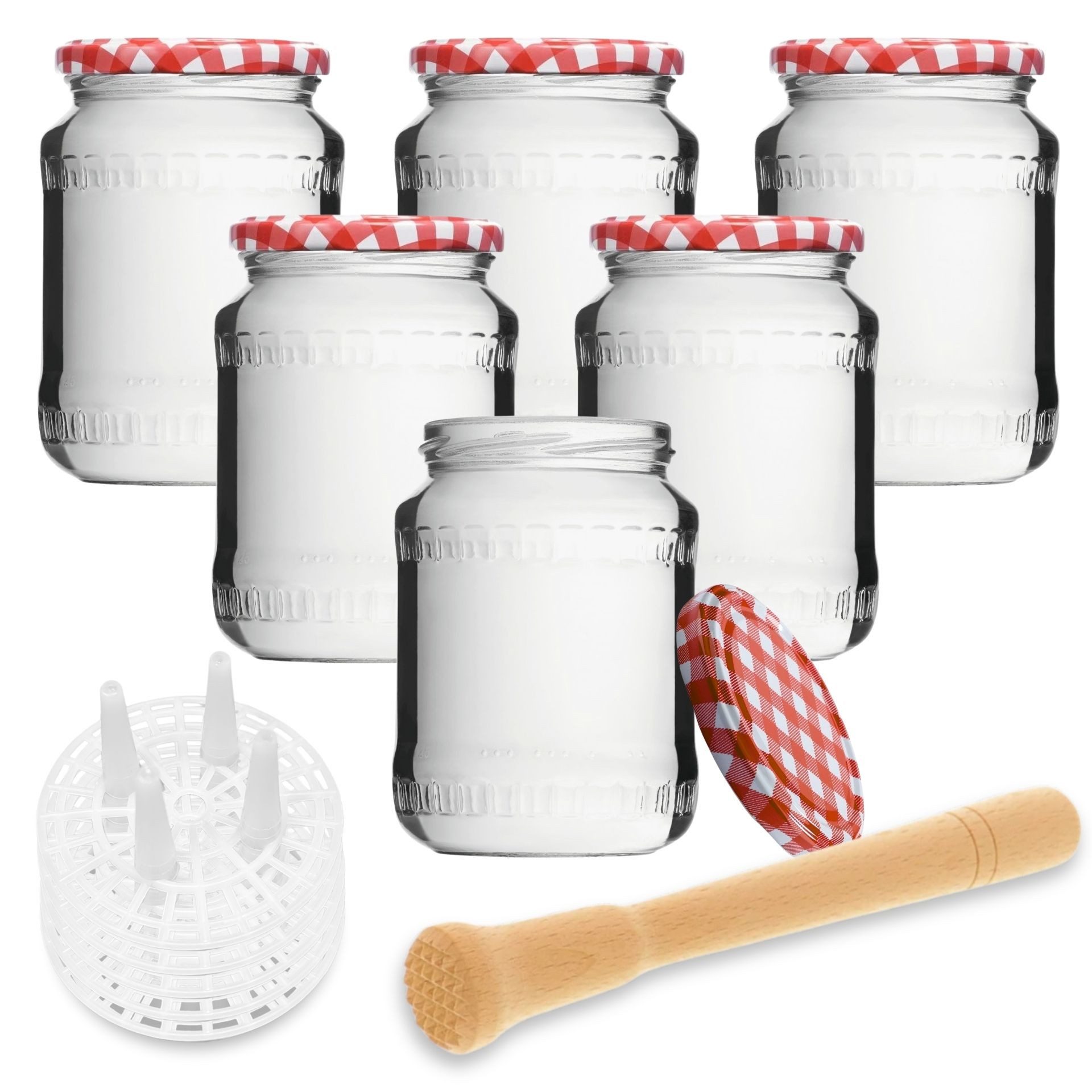 mikken Fermentationsglas Fermentieren Starter Set 6x720 ml mit Relief, (Starter Set, Fermentieren Starter-Set)
