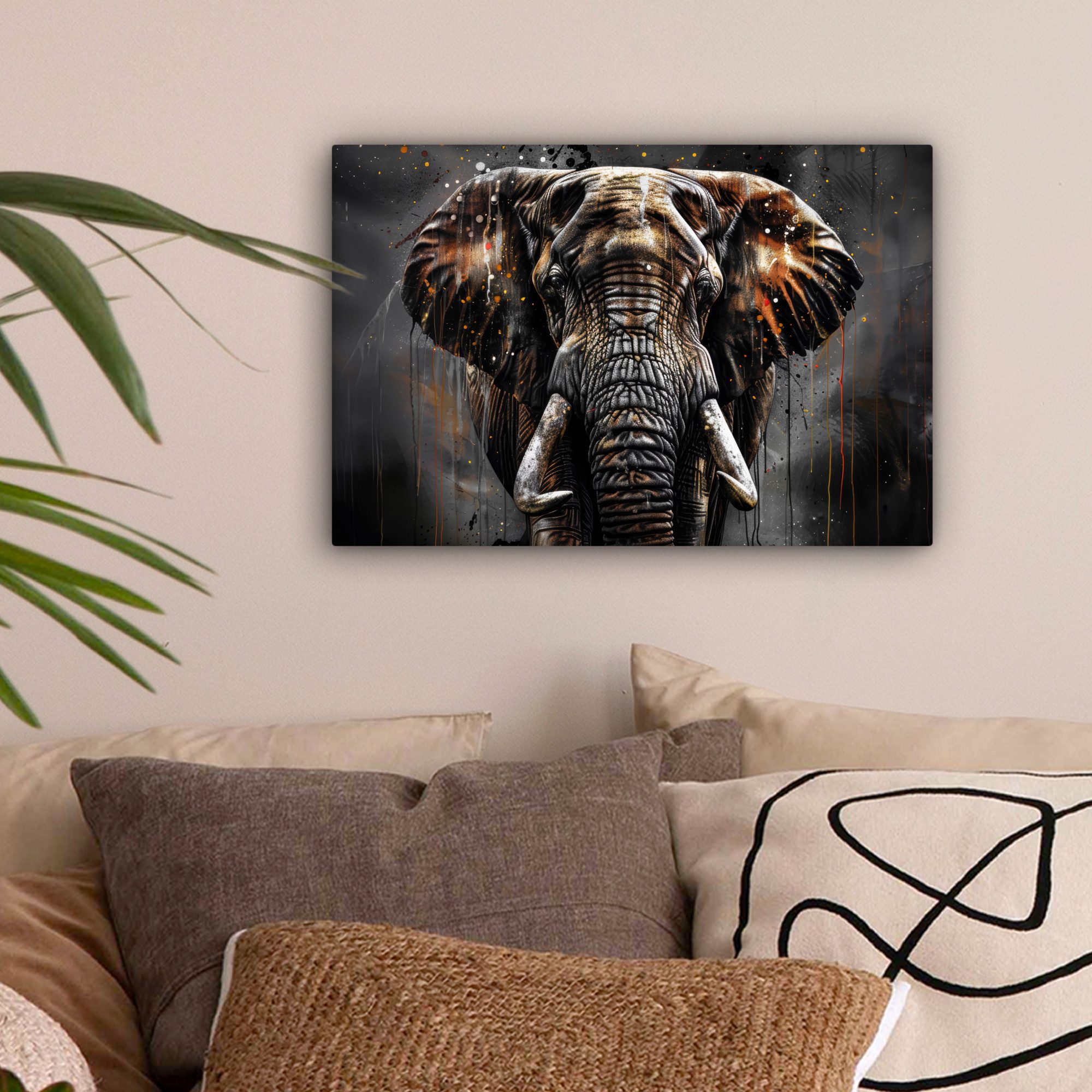 OneMillionCanvasses® Leinwandbild Elefant - Aquarell - Wildtiere - Luxus, F günstig online kaufen