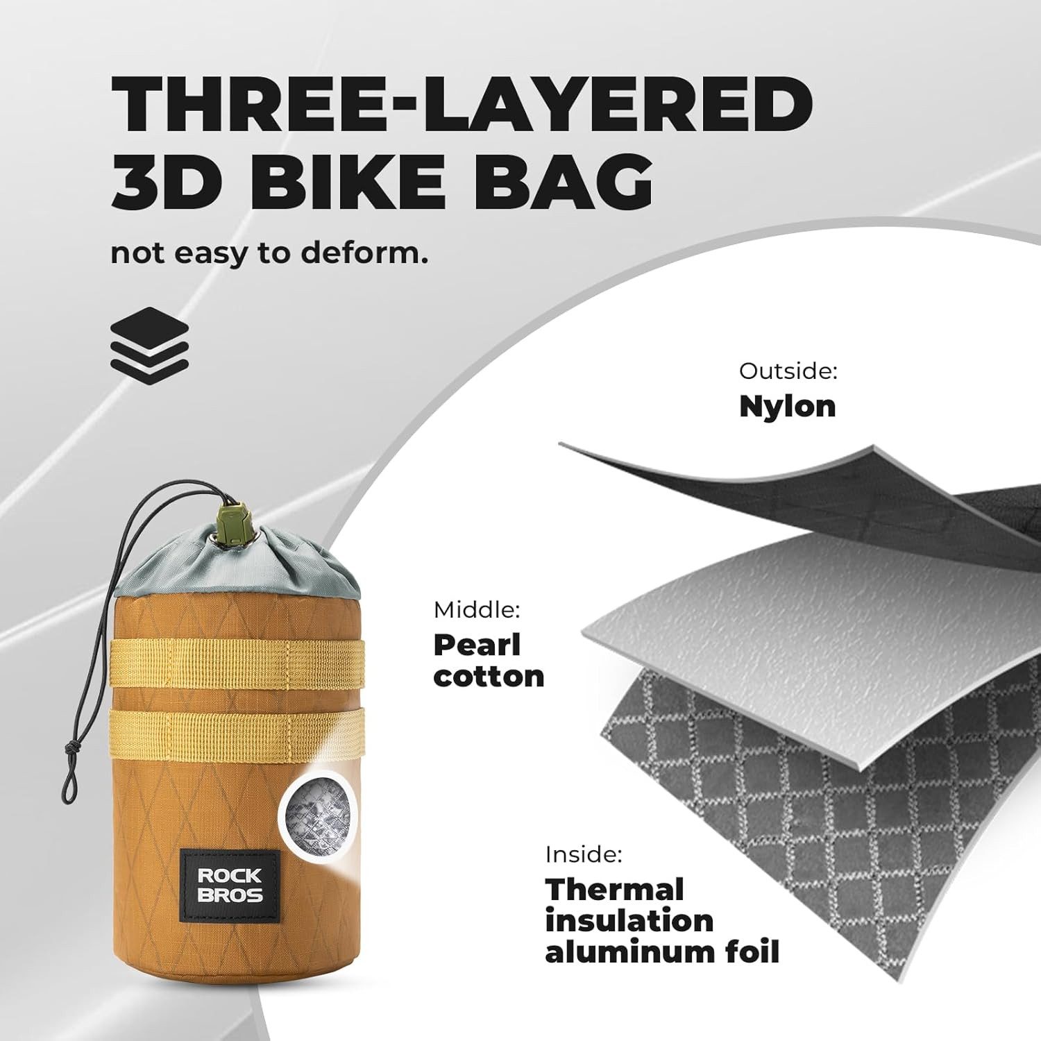 ROCKBROS Fahrradtasche 1,2 L montierbare Fahrradlenkertasche mit Thermofach für Trinkflasche