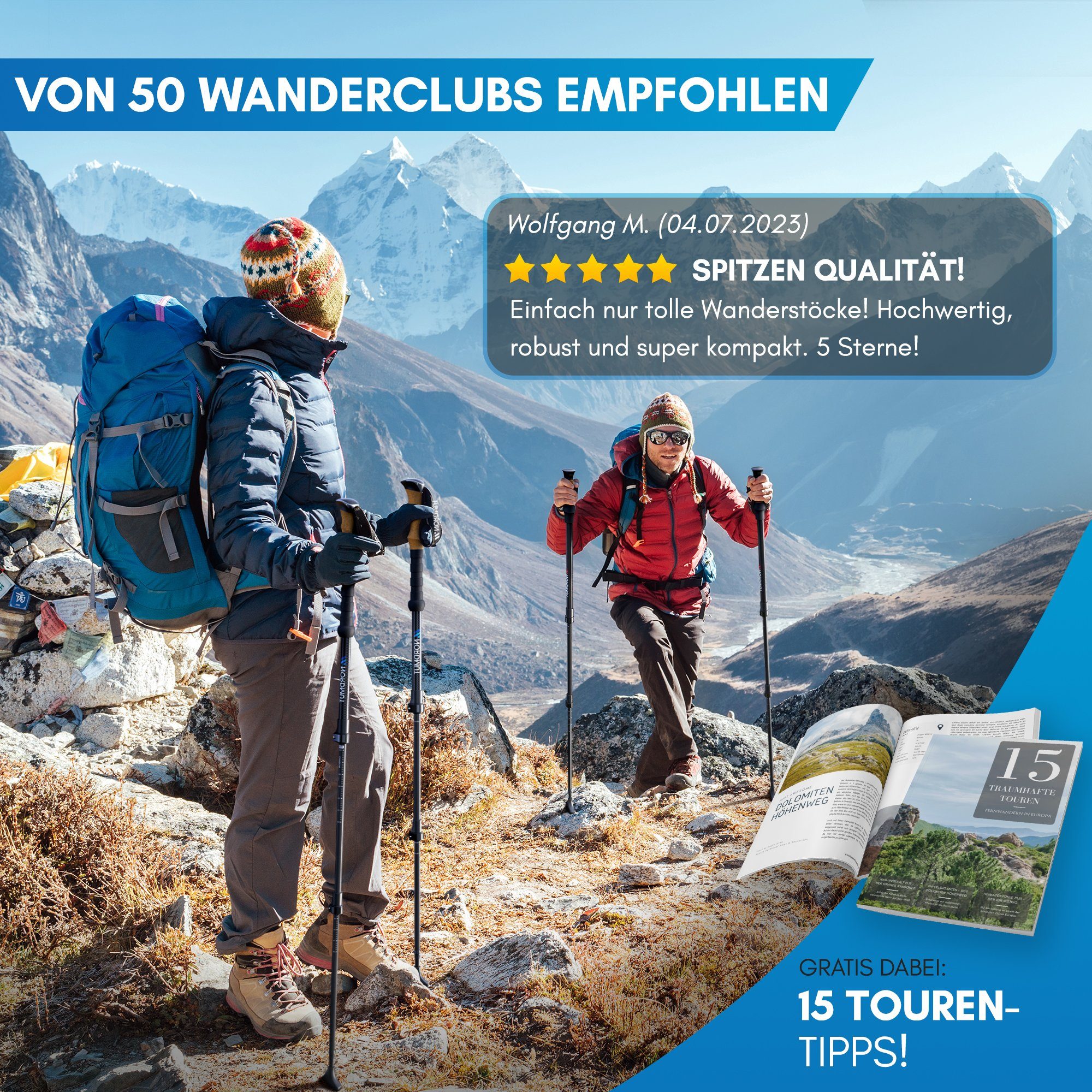 Nordmut Wanderstöcke NORDMUT® Wanderstöcke faltbar – Ultraleichte Nordic Walking Stöcke