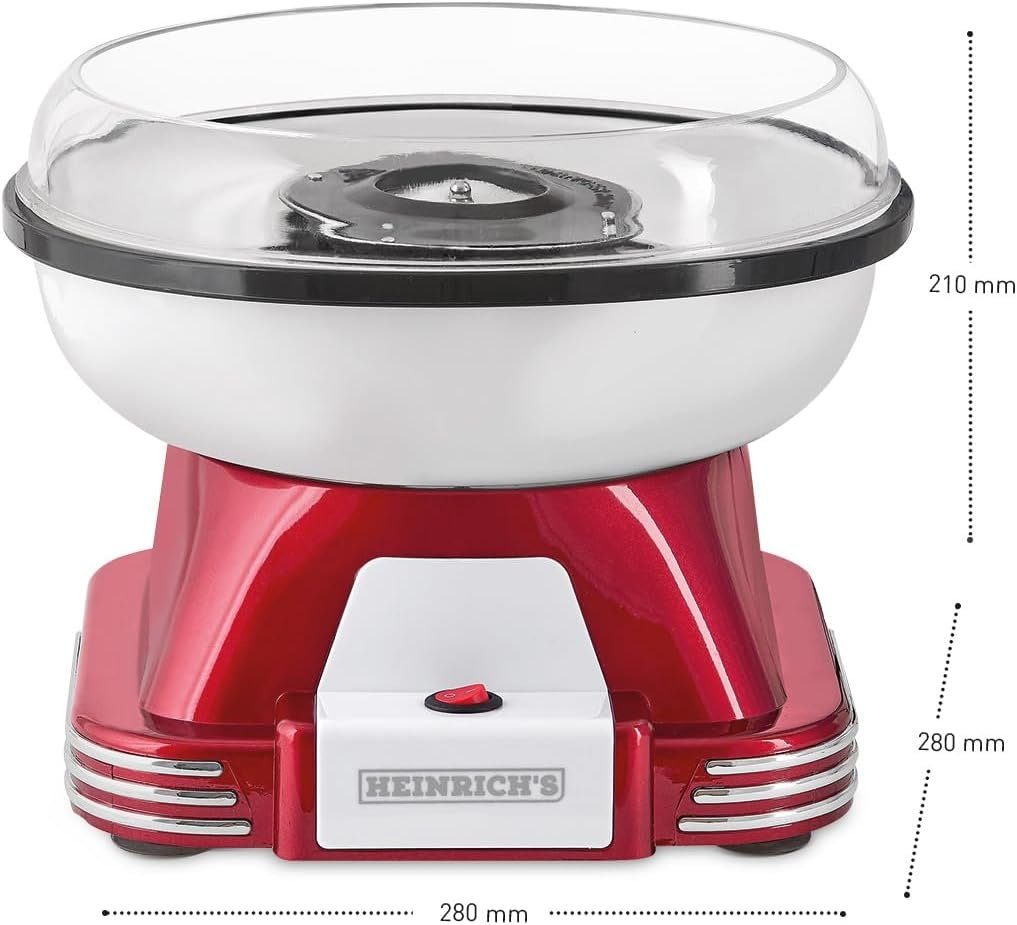 Heinrich´s Zuckerwattemaschine HZW 8322, elektrisch, Extra Große Schüssel,Retro Cotton Candy, Leichte Reinigung