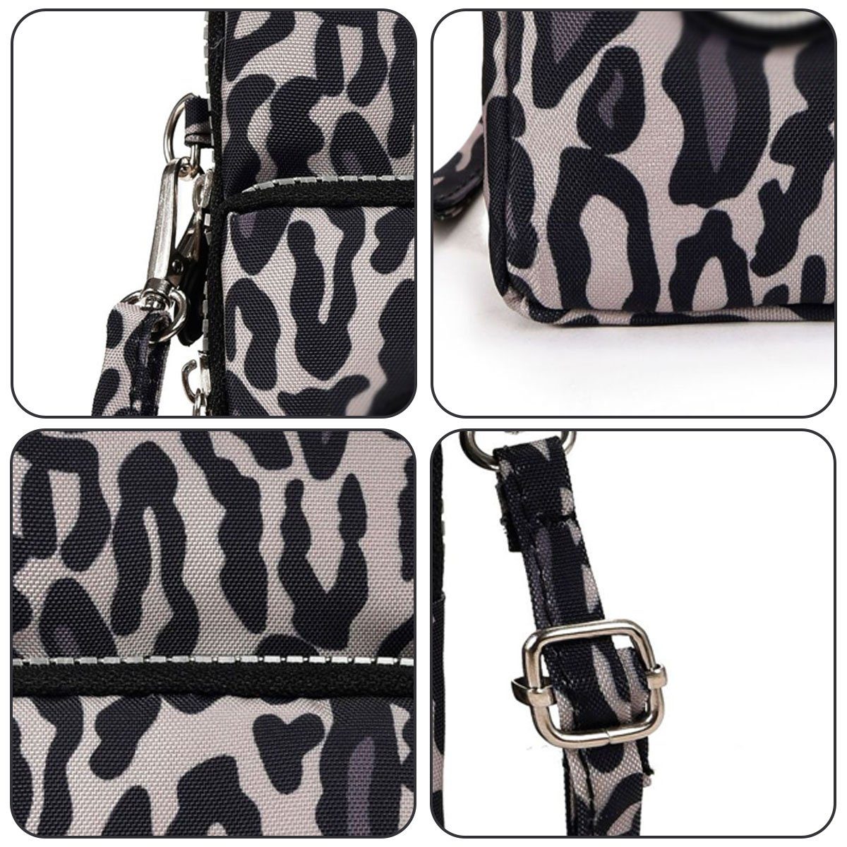 Jormftte Handytasche schwarzer zum Handy Umhängetasche Leopardendruck Schultertasche Universal Umhängen Kartentasche