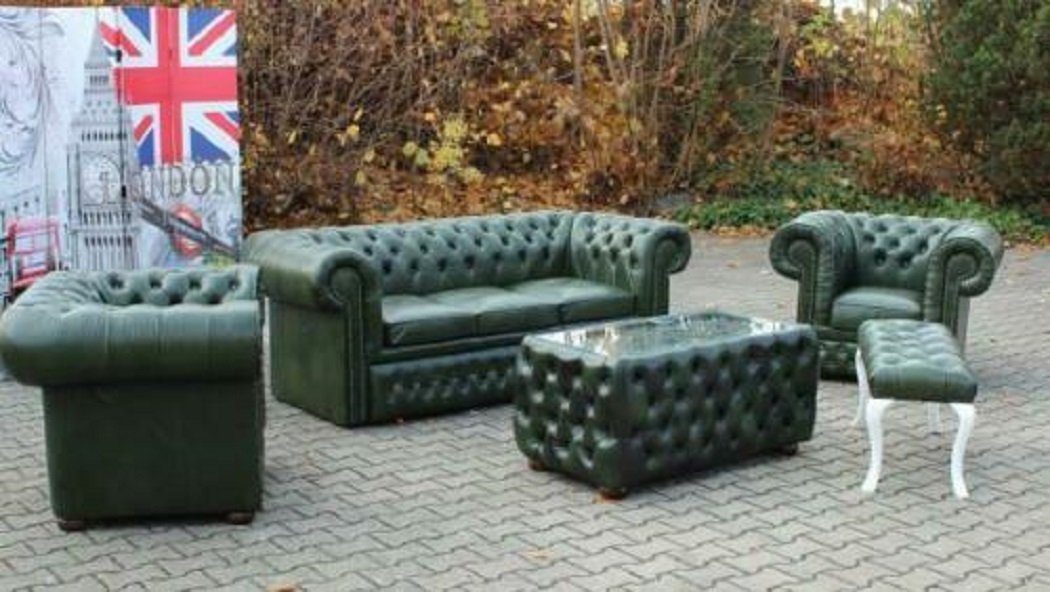 JVmoebel Chesterfield-Sofa Chestefield Ledersofa Sofagarnitur 100% Rindsleder Sofa Couch, Made in Europa