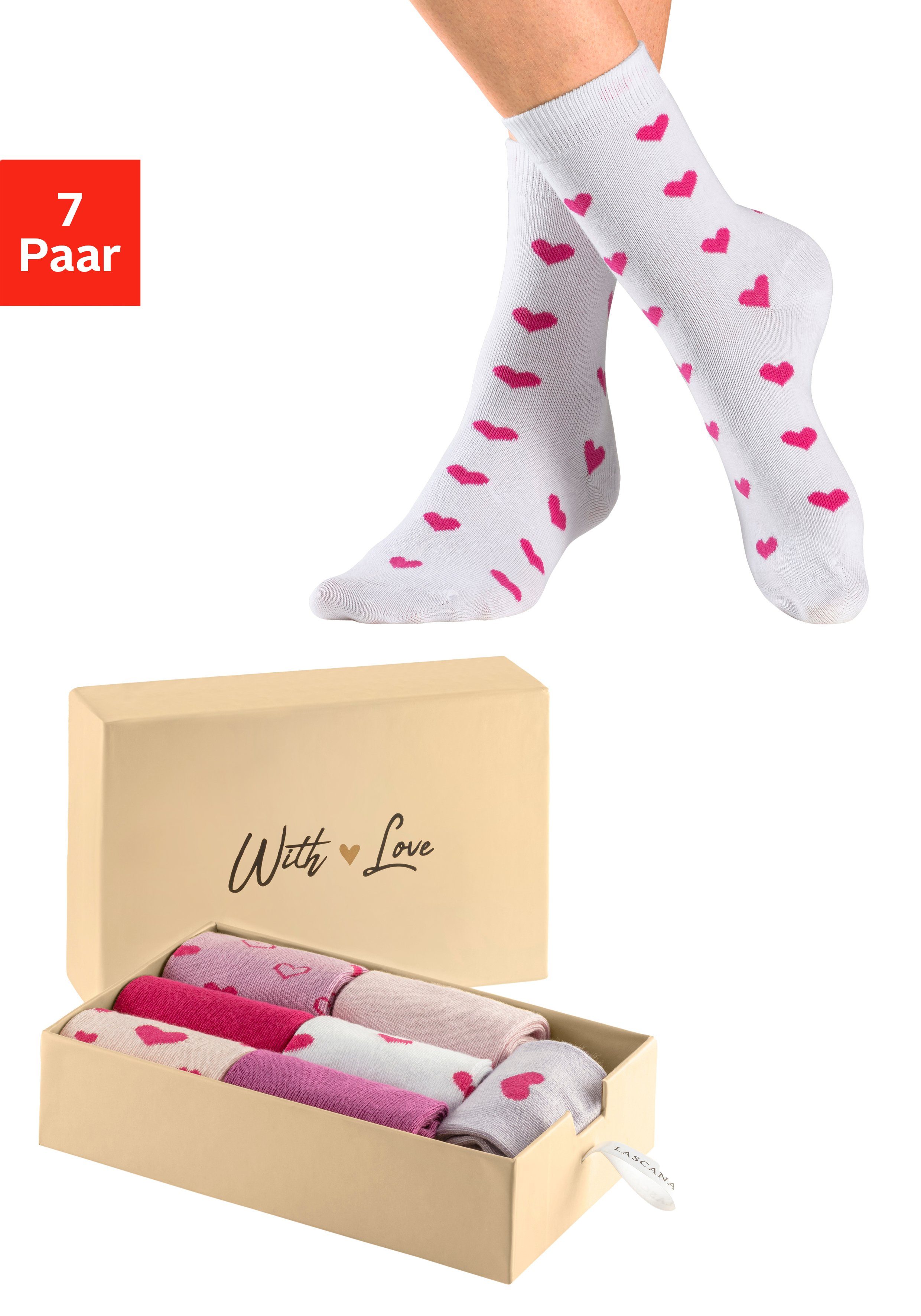 7-Paar) LASCANA (Box, in Geschenkbox Basicsocken