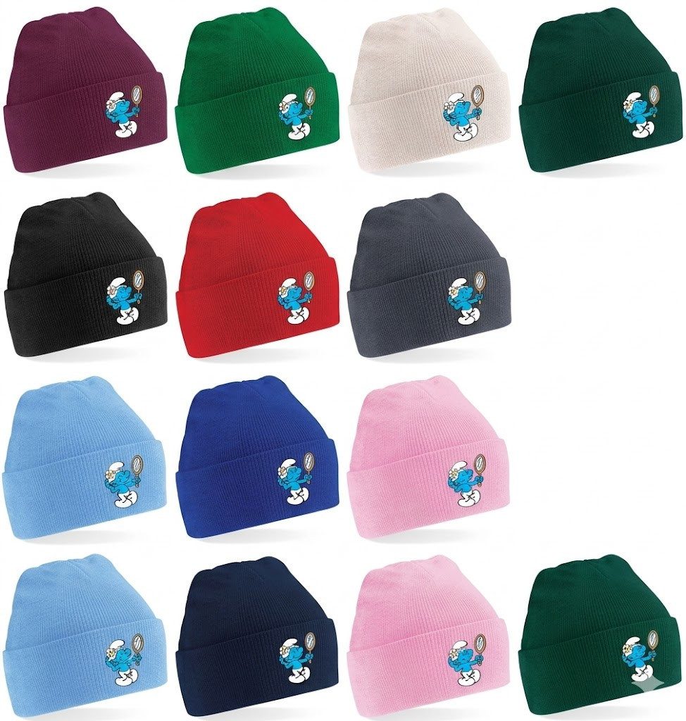 Blondie & Brownie Beanie Beauty Schlumpf Spiegelmotiv Beanie Cartoon Strickmütze Unisex (Einzelprodukt, Einzelartikel) Beanie Beauty Schlumpf Spiegel Motiv Strickmütze Unisex Winter Warm