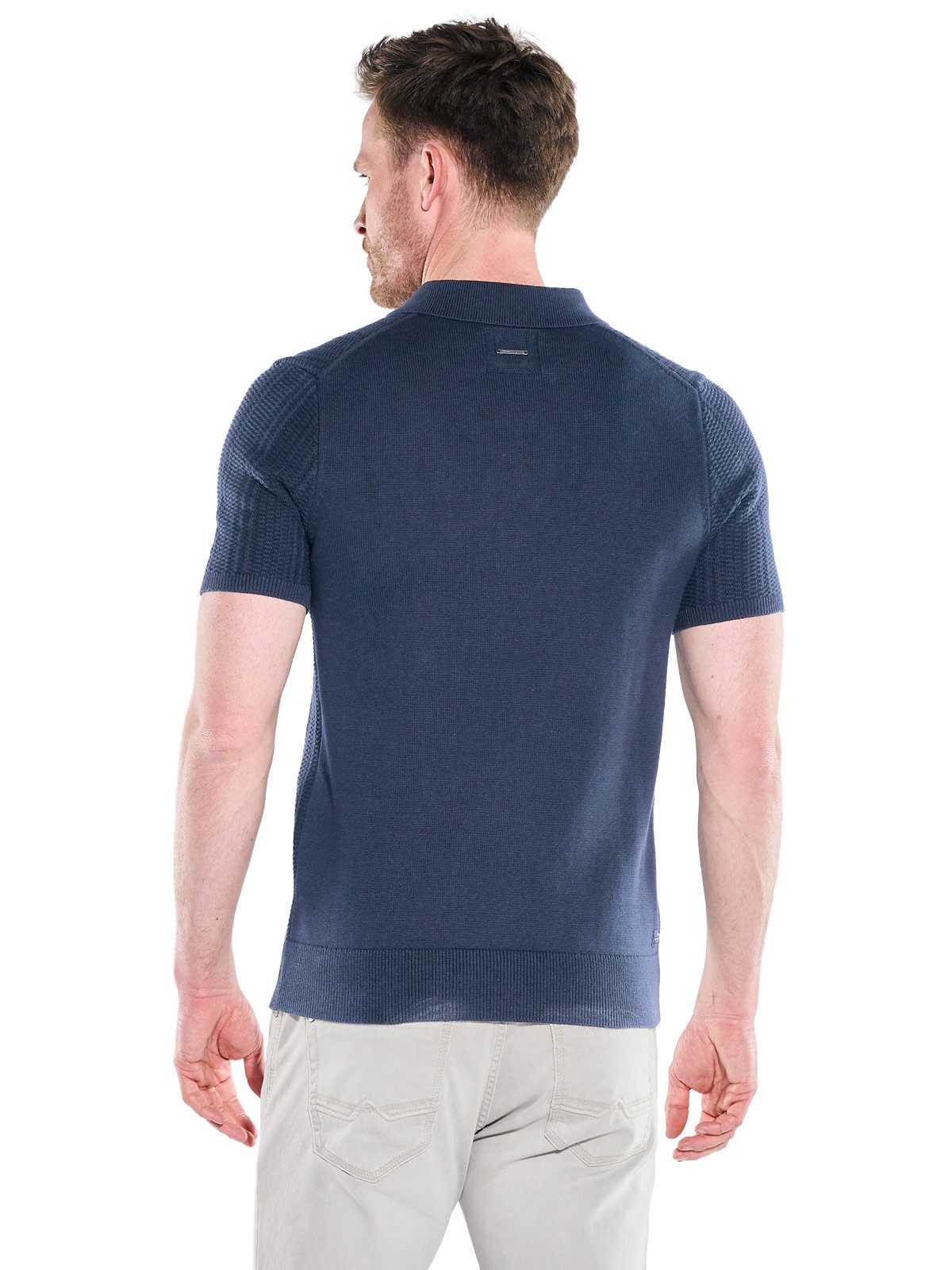 Engbers Poloshirt Herren Modisches Strickpolo mit Reißverschluss, Saphirblau