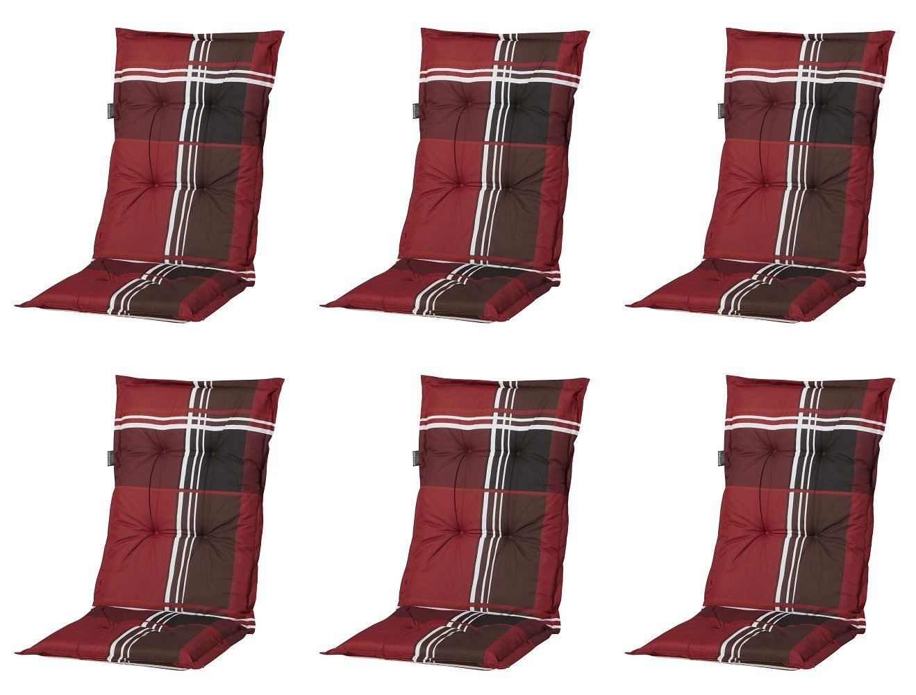 Hochlehnerauflage 6er Set A 023 Gartenstuhl Auflagen Kissen Polster für Hochlehner