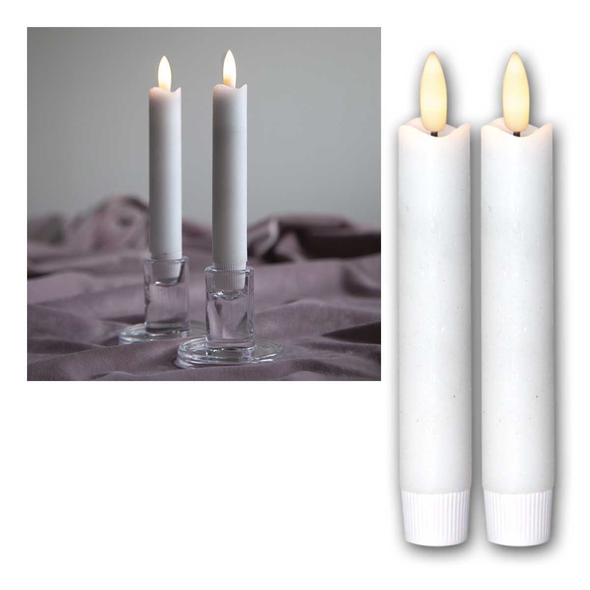STAR TRADING LED-Kerze LED Stabkerzen "Flamme", 4er Set, weiß, 15x2cm, warmweiß