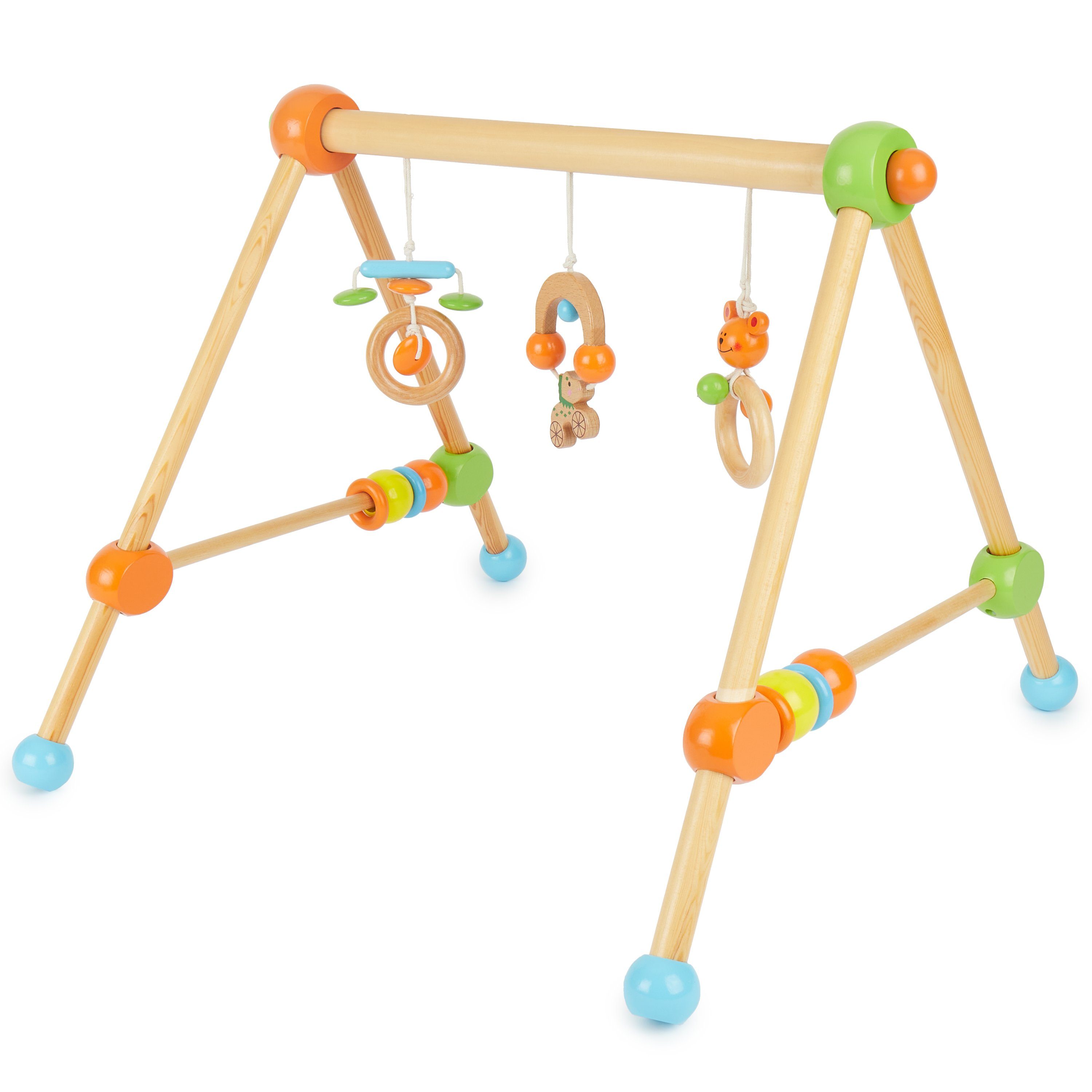 BIECO Baby Gym Bieco Spieltrapez Spielbogen Baby Holz mit Figuren & Kugeln