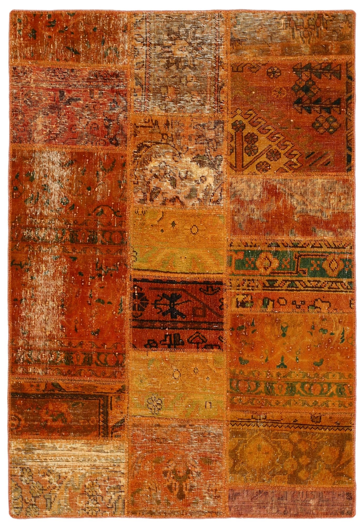 Wohnando Teppich MY-RUG Vintage Patch Work Floral & Ornamentiert 156x105cm, Rechteckig, Höhe: 10 mm, Handgeknüpfter Teppich,Handgesponnene Wolle, mit Naturfarben gegärbt