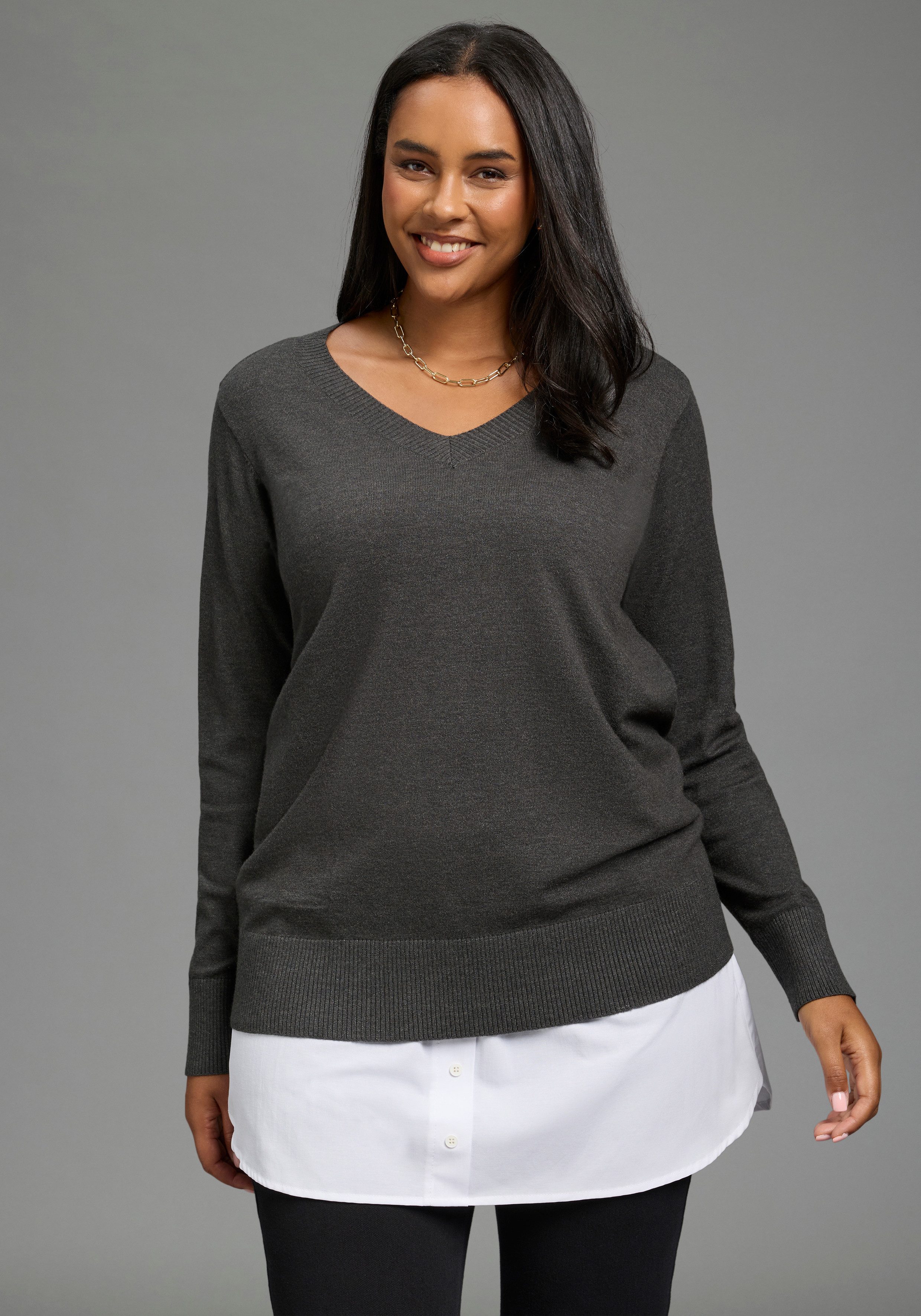 Laura Scott CURVE Longbluse Blusenverlängerung Große Größen (Packung, 2er-Pack) femininer Stil, aus Baumwolle und Polyester, po-bedeckende Länge – Bild 3 von 5