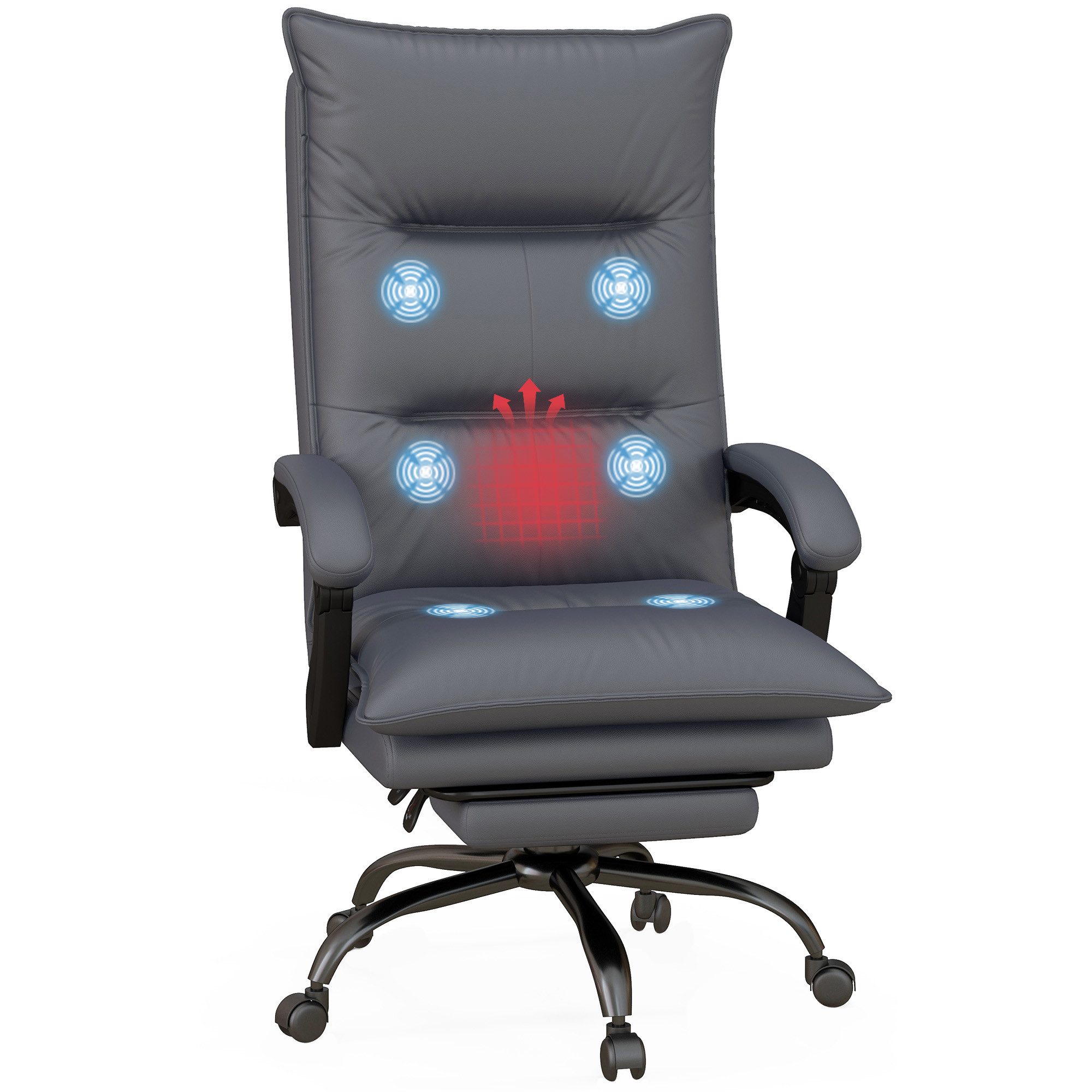 Vinsetto Schreibtischstuhl Bürostuhl mit Wippfunktion, Massagesessel (Chefsessel, 1 St), 120 kg Belastbar, Dunkelgrau
