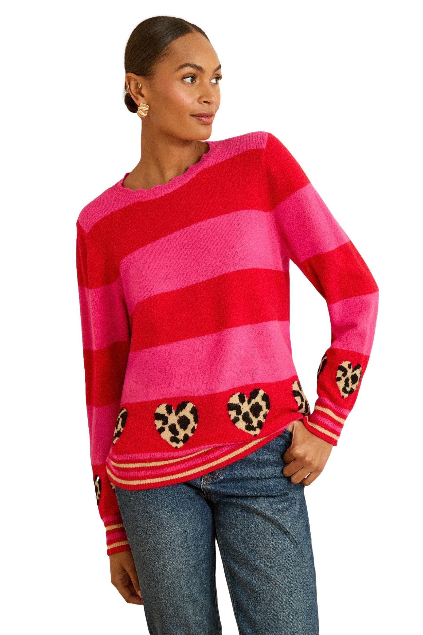 Strickpullover Love & Roses Strickpullover mit Animalprint Petite