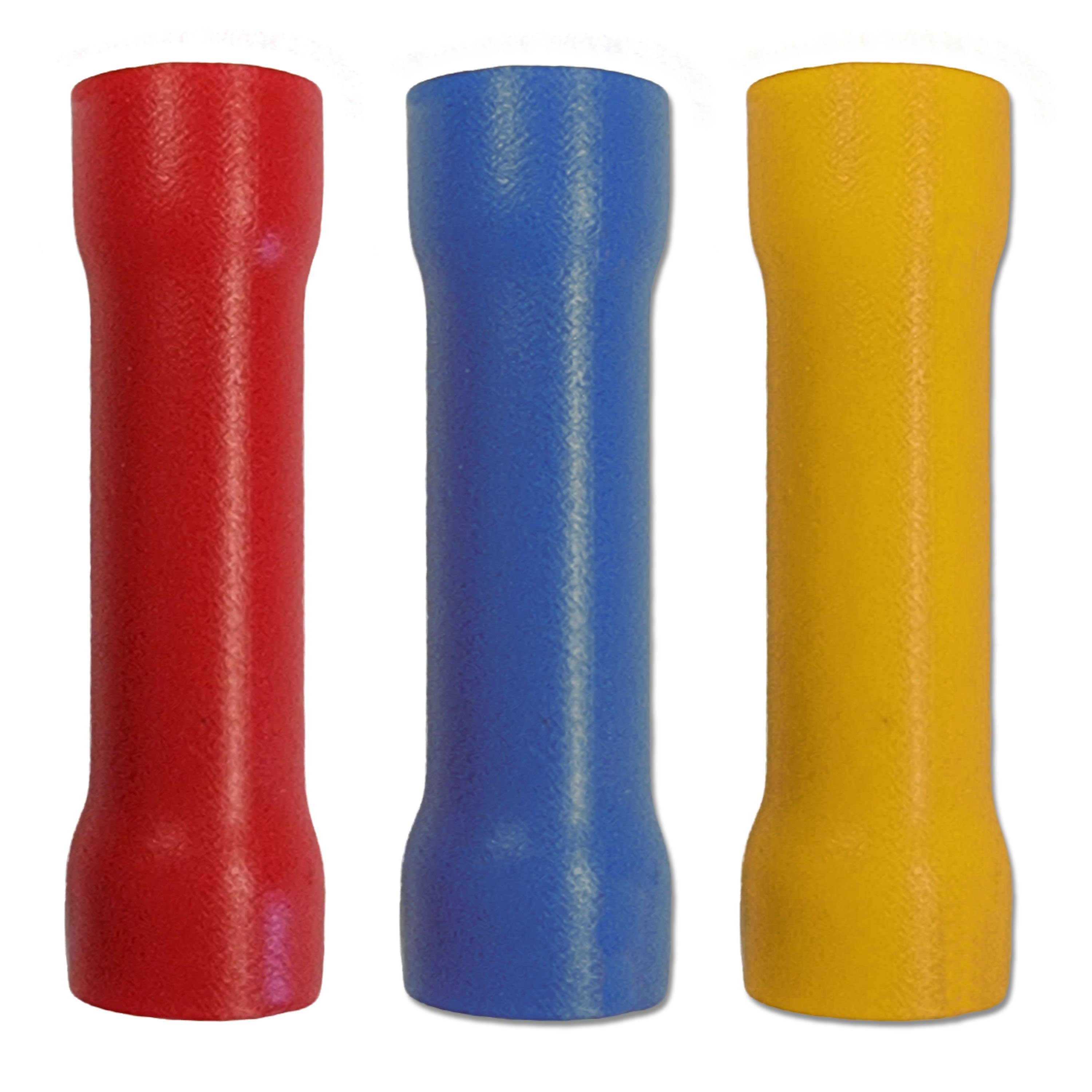 WEBBOMB Stoßverbinder 25 Stück Stossverbinder Rot Blau oder Gelb Kabelschuhe Klemmverbinder