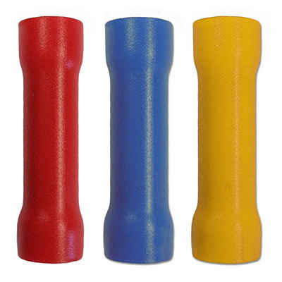 WEBBOMB Stoßverbinder 25 Stück Stossverbinder Rot Blau oder Gelb Kabelschuhe Klemmverbinder