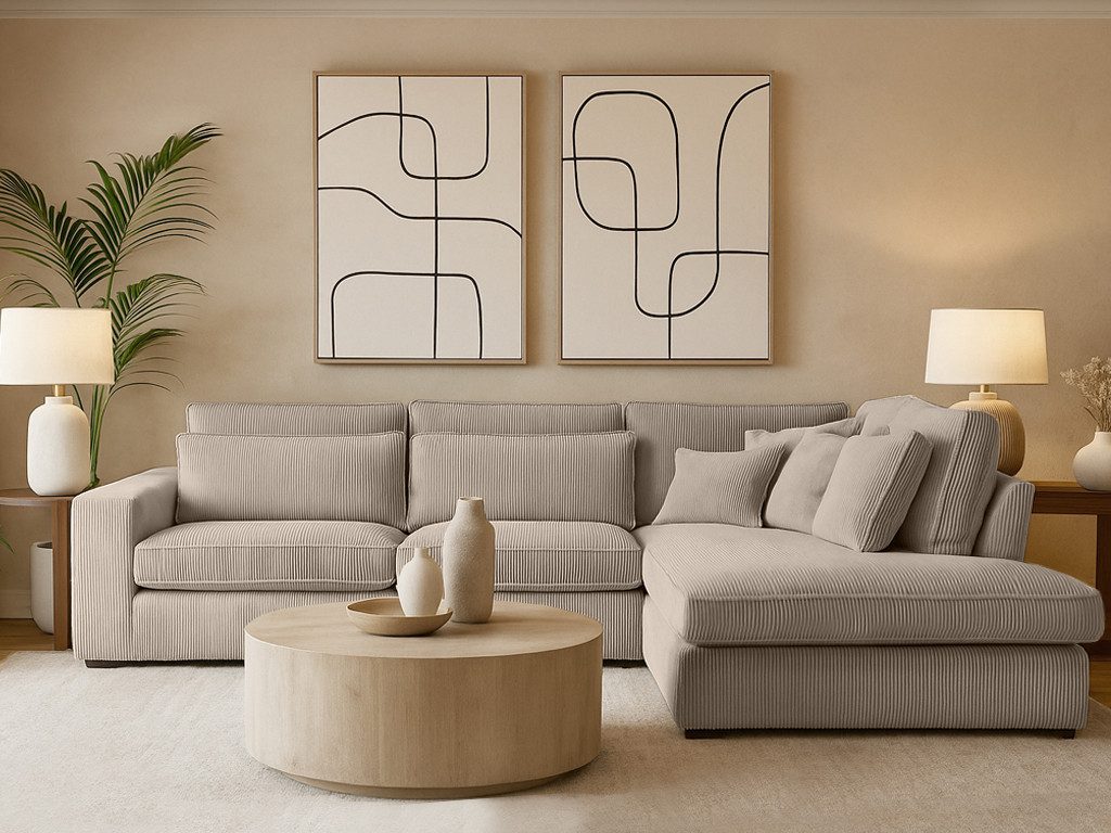 Beautysofa Ecksofa mit dekorativen Kissen PARMA, im modernes Design, klassische Polsterecke inklusive Wellenfedern, Ottomane links oder rechts wählbar