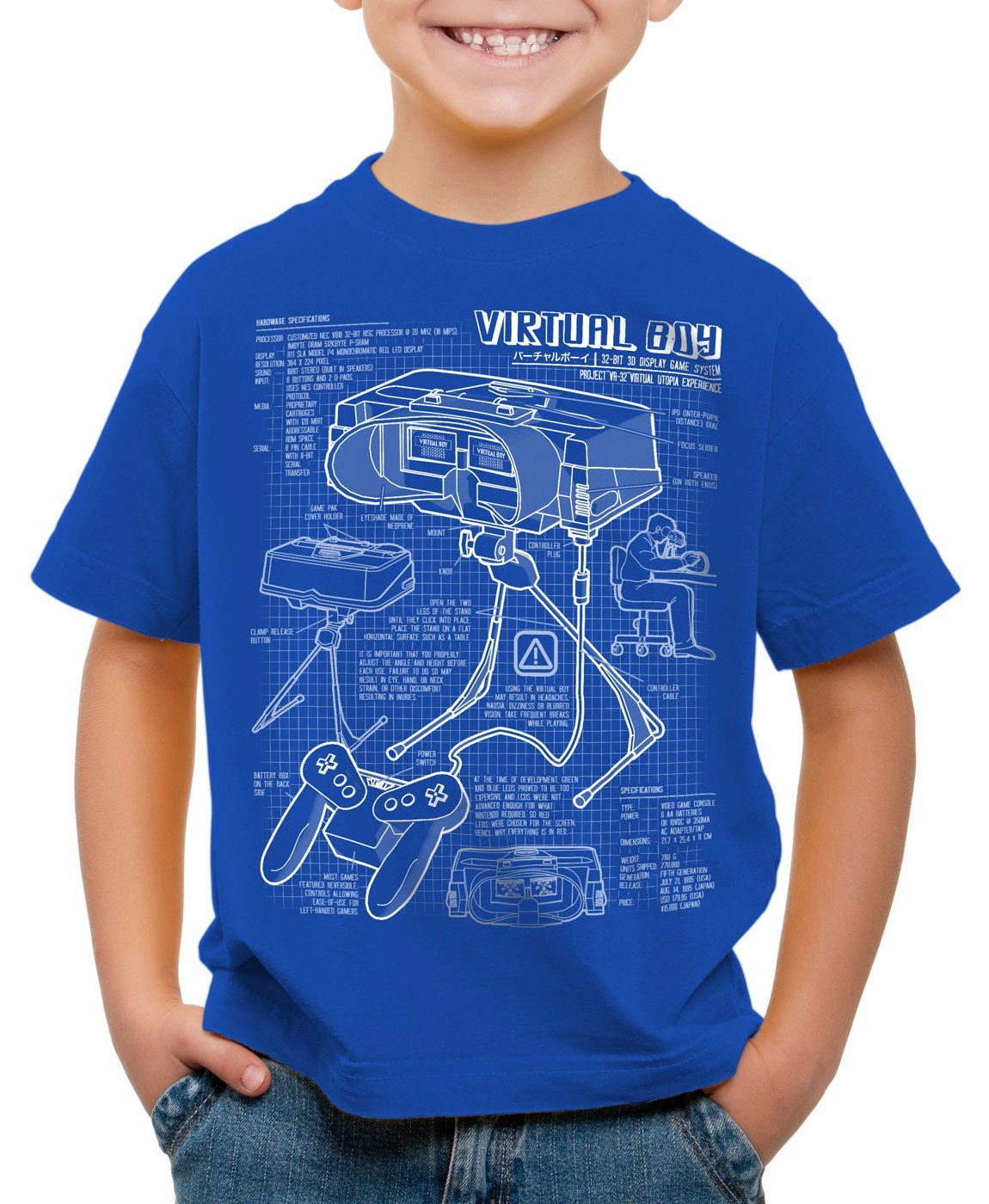 style3 Print-Shirt Kinder T-Shirt Virtual Boy Blaupause 32-Bit videospiel controller