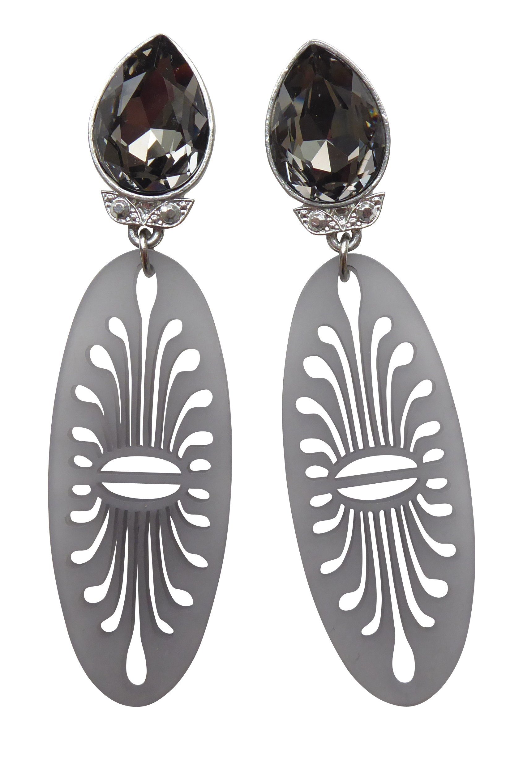 Paar Ohrstecker Bella grau Jugendstil-Ohrringe Belle Epoque Design elegant