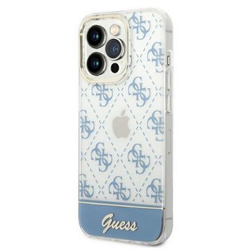 Guess Handyhülle Guess 4G Pattern Script Collection Hardcase Hülle Cover für Apple iPhone 14 Pro Max Blau