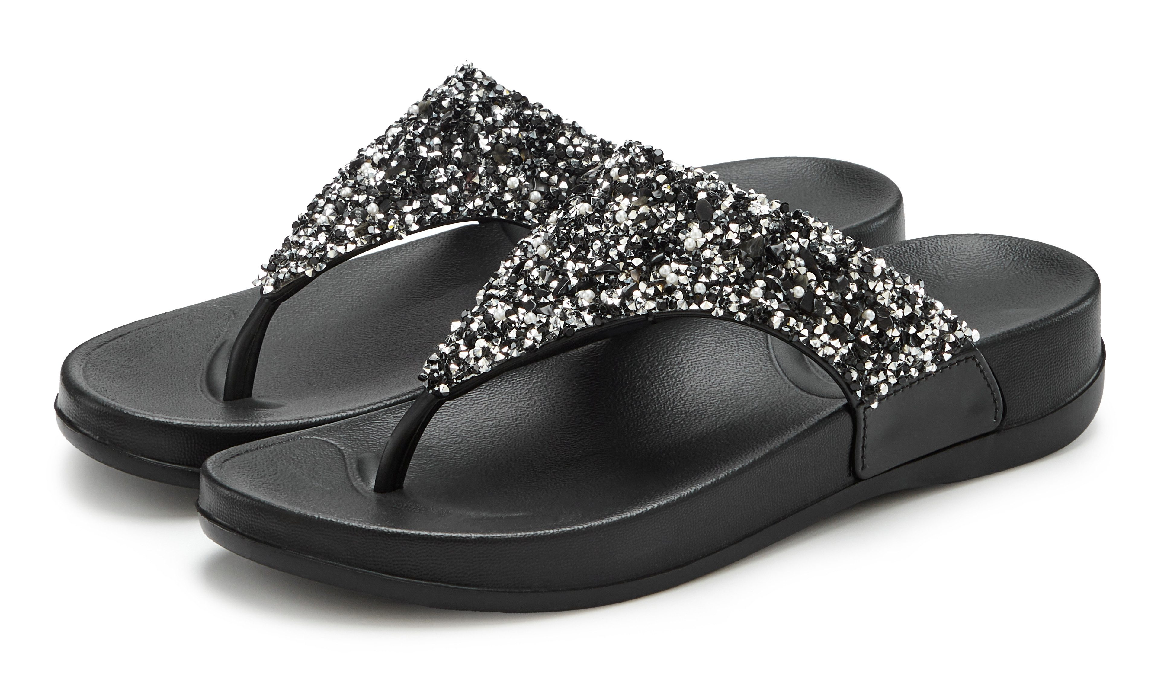 Vivance by Lascana Flip Flop, Badelatsche, Badeschuhe, Pantolette, Zehentrenner, Badezehentrenner NEU Sommerschuh mit modischem Glitzerdetail VEGAN
