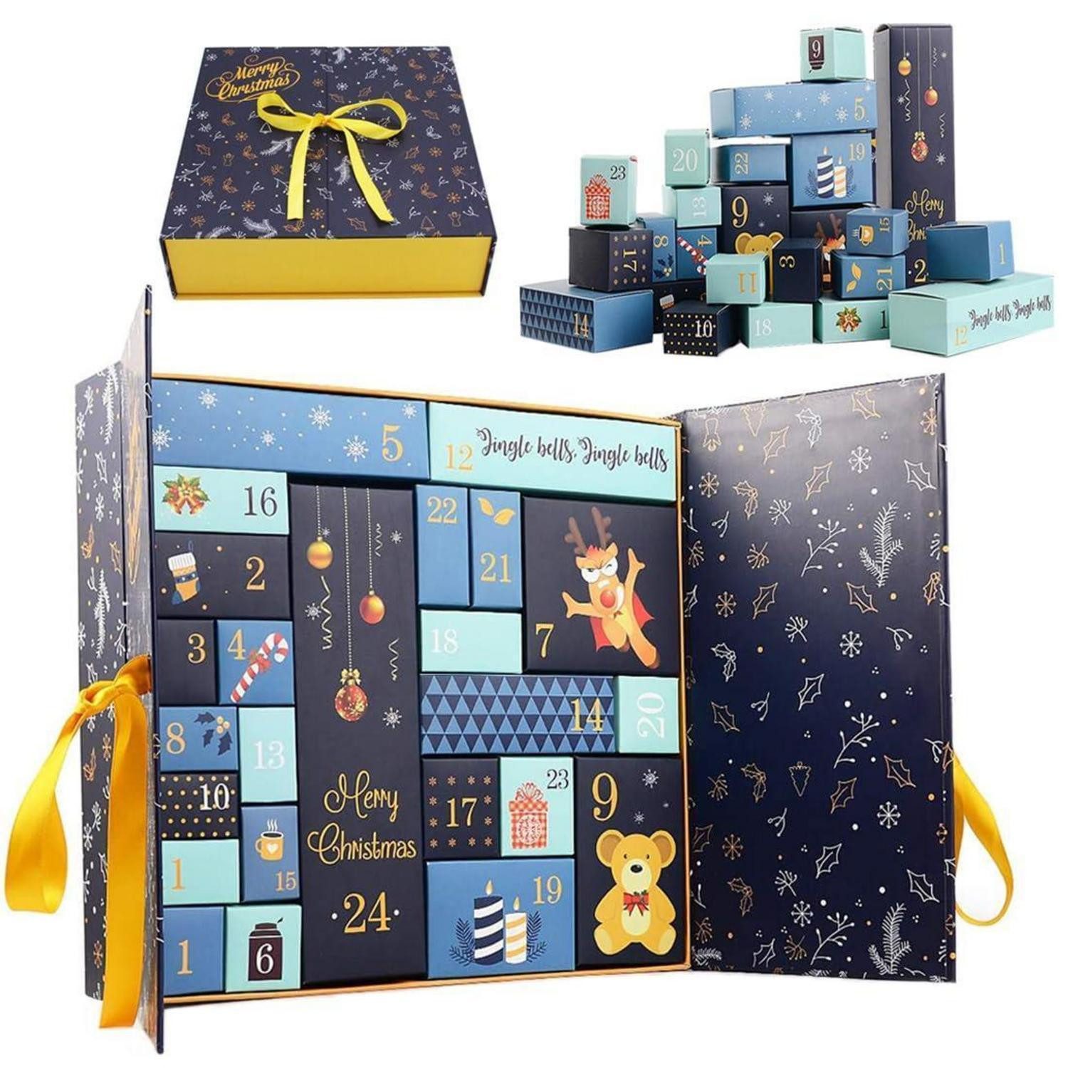 LuxusKollektion befüllbarer Adventskalender Adventskalender 24 Boxen DIY Blau