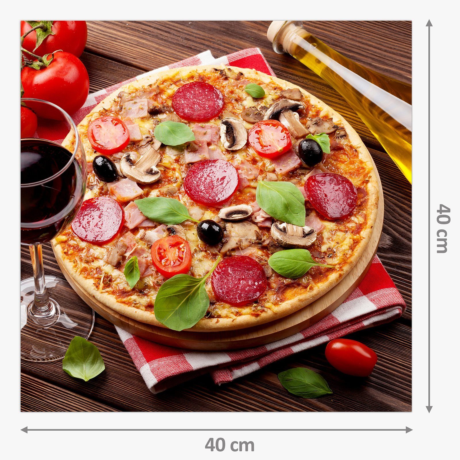 Küchenrückwand Motiv Pizza Glas Küchenrückwand Primedeco Olivenöl und Spritzschutz mit