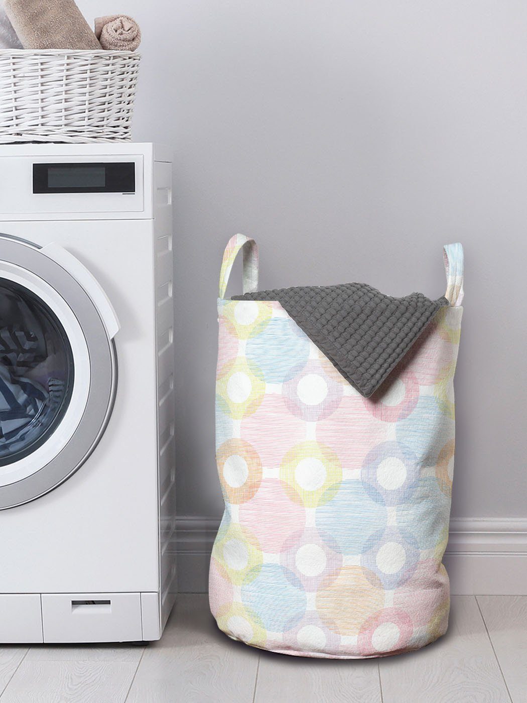Wäschekorb Waschsalons, Spots Overlapping Big Griffen Wäschesäckchen Abakuhaus für Kordelzugverschluss mit Pastell
