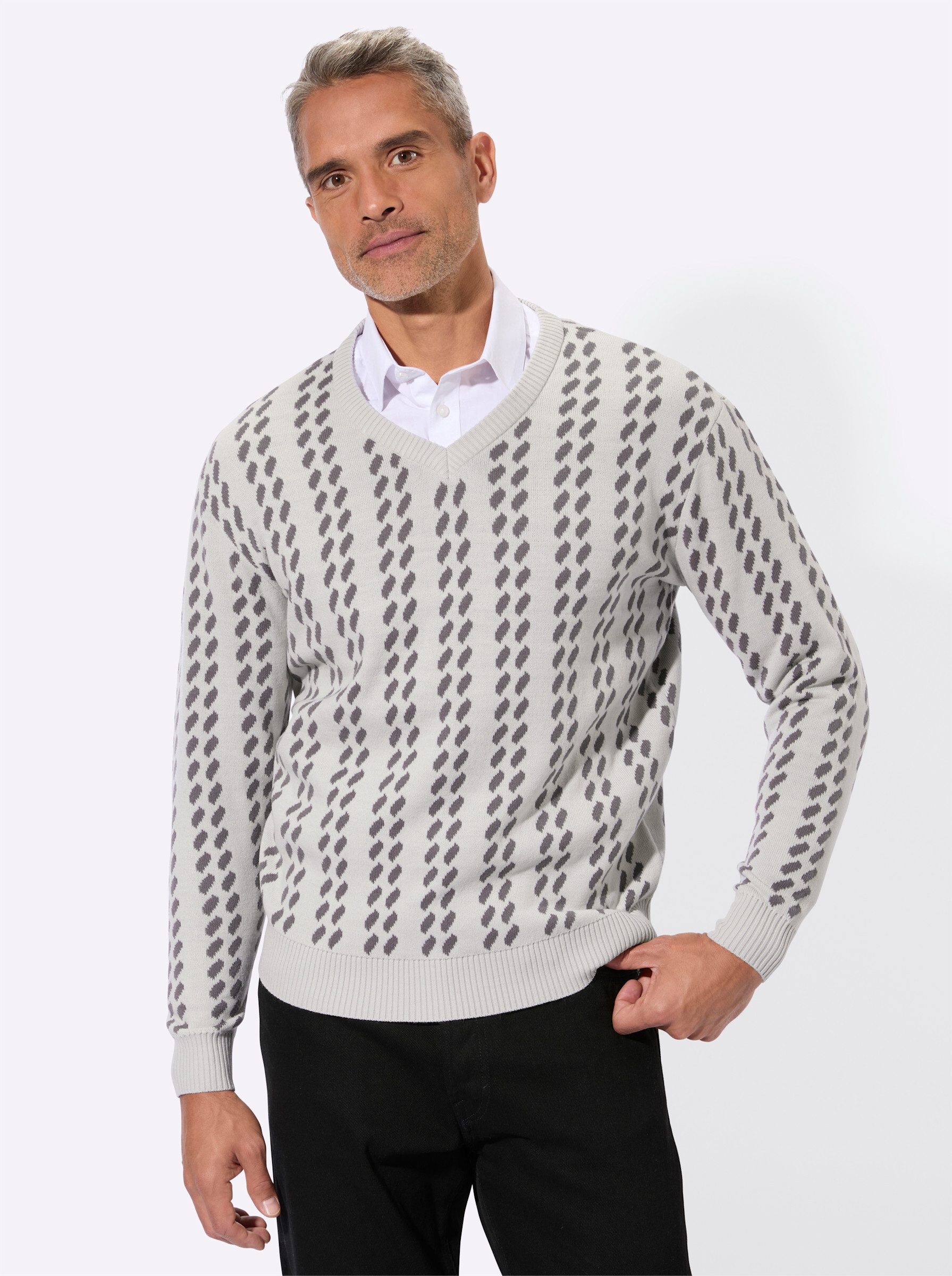 Sieh an! Strickpullover V-Pullover Langarm