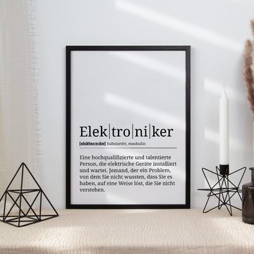 Tigerlino Poster Elektroniker Definition Wandbild Mitarbeiter Geschenk