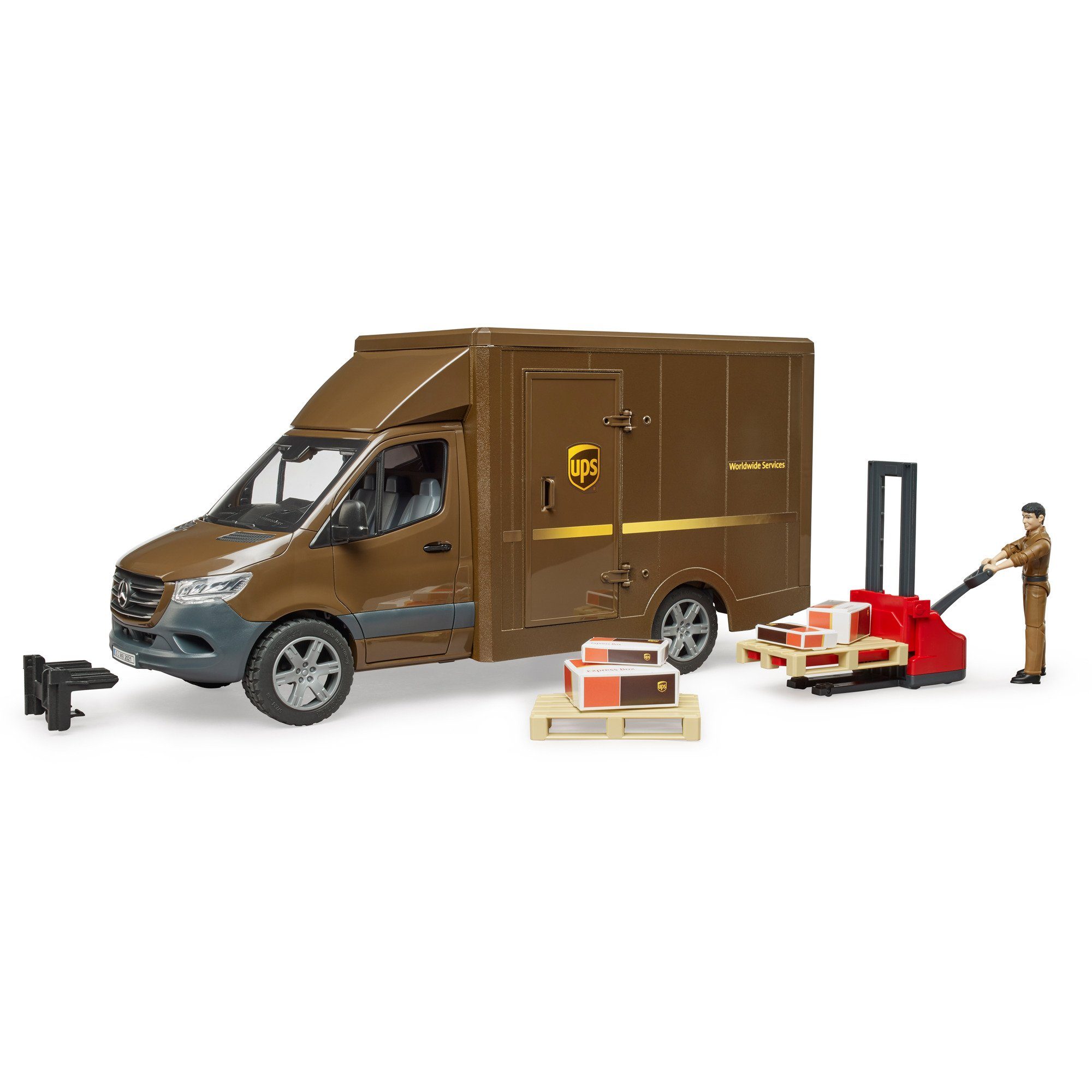Bruder® Spielzeug-LKW bruder MB Sprinter UPS mit Fahrer und Zubehör