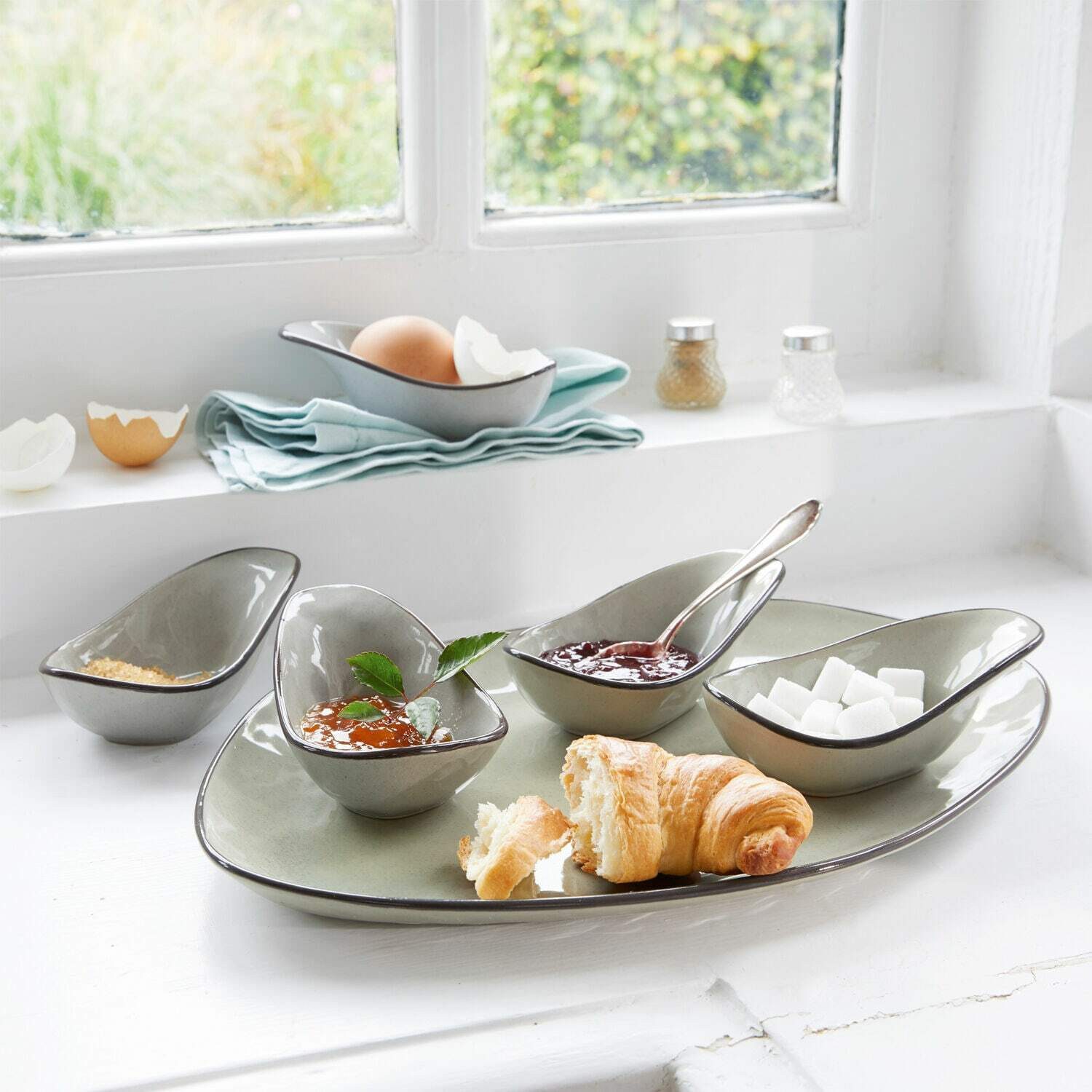 Mirabeau Geschirr-Set Servierschälchen 6er Set Biarré grau, Steinzeug