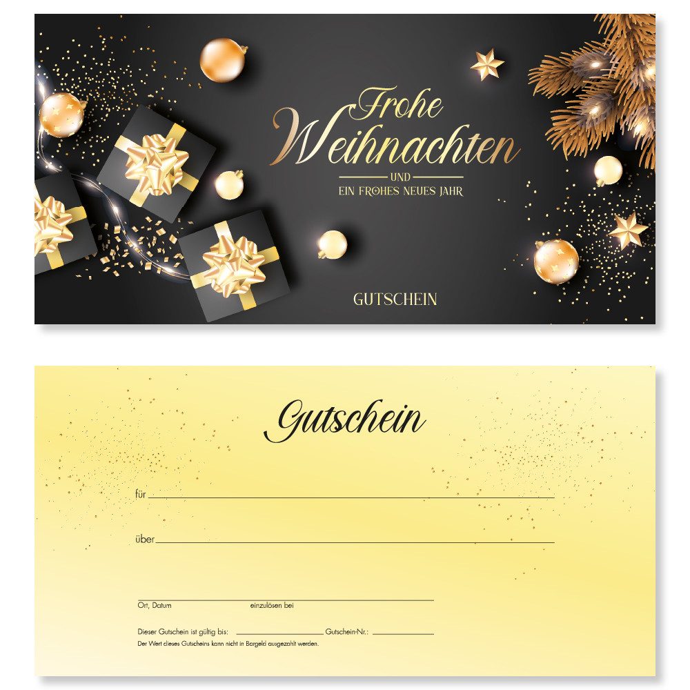 cosmeticPlus Geschenkkarte 50 Weihnachts-Gutscheinkarten (zum Verkaufen), glänzende Vorderseite