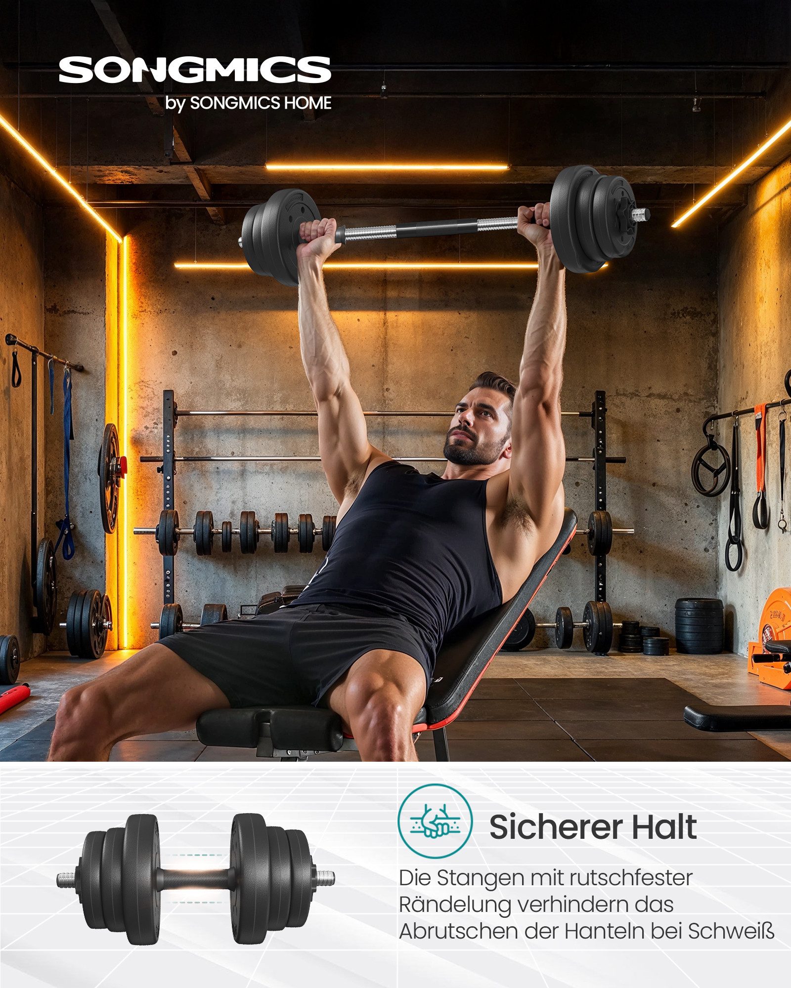 SONGMICS Hantel-Set, 2-in-1-Kurzhantel, 2x10/15 kg, für Zuhause, 1 Paar