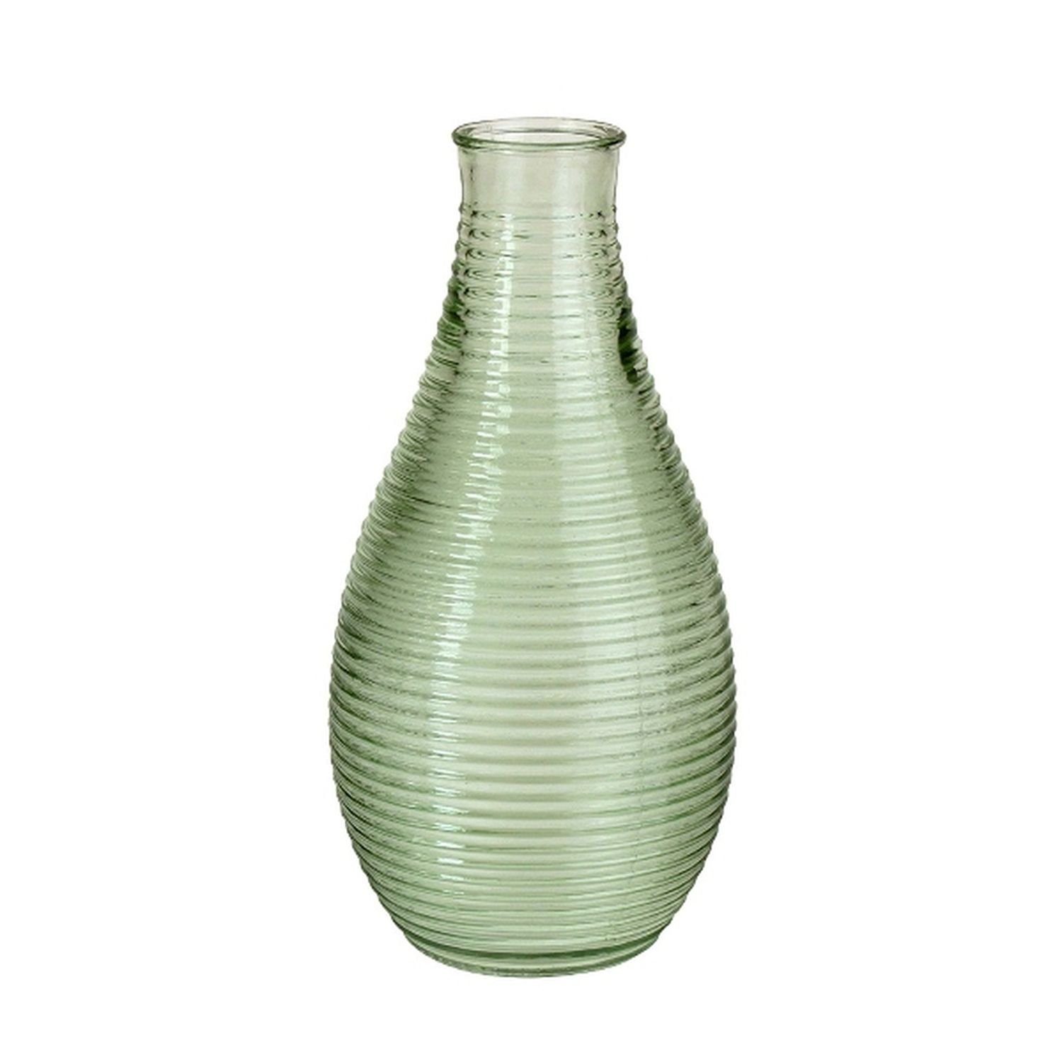 Dekovase Vase - gerillt - grün - eingefärbtes Glas - 11,5x24 cm