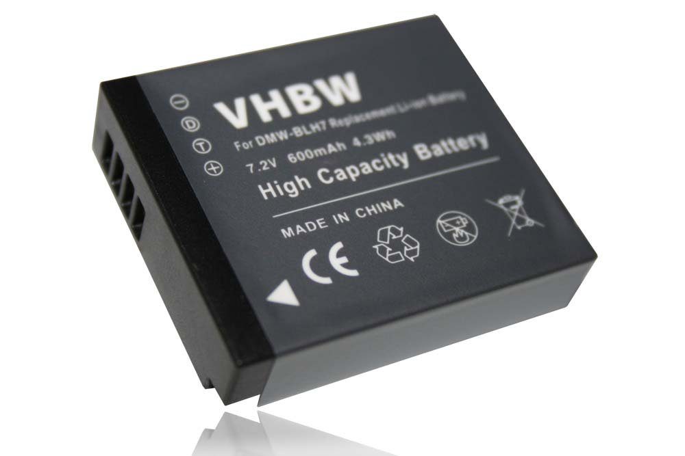vhbw kompatibel mit Panasonic Lumix DMC-LX10, DMC-LX15, DMC-GM5W Kamera-Akku Li-Ion 600 mAh (7,2 V)