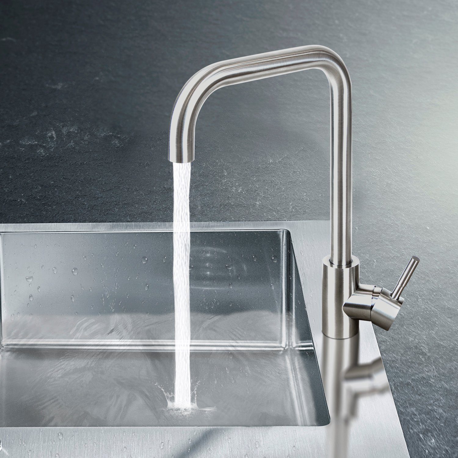 ZMH Waschtischarmatur 3 Stile Edelstahl Mischbatterie 360° Schwenkbar für Küche Schwenkbar für Küche
