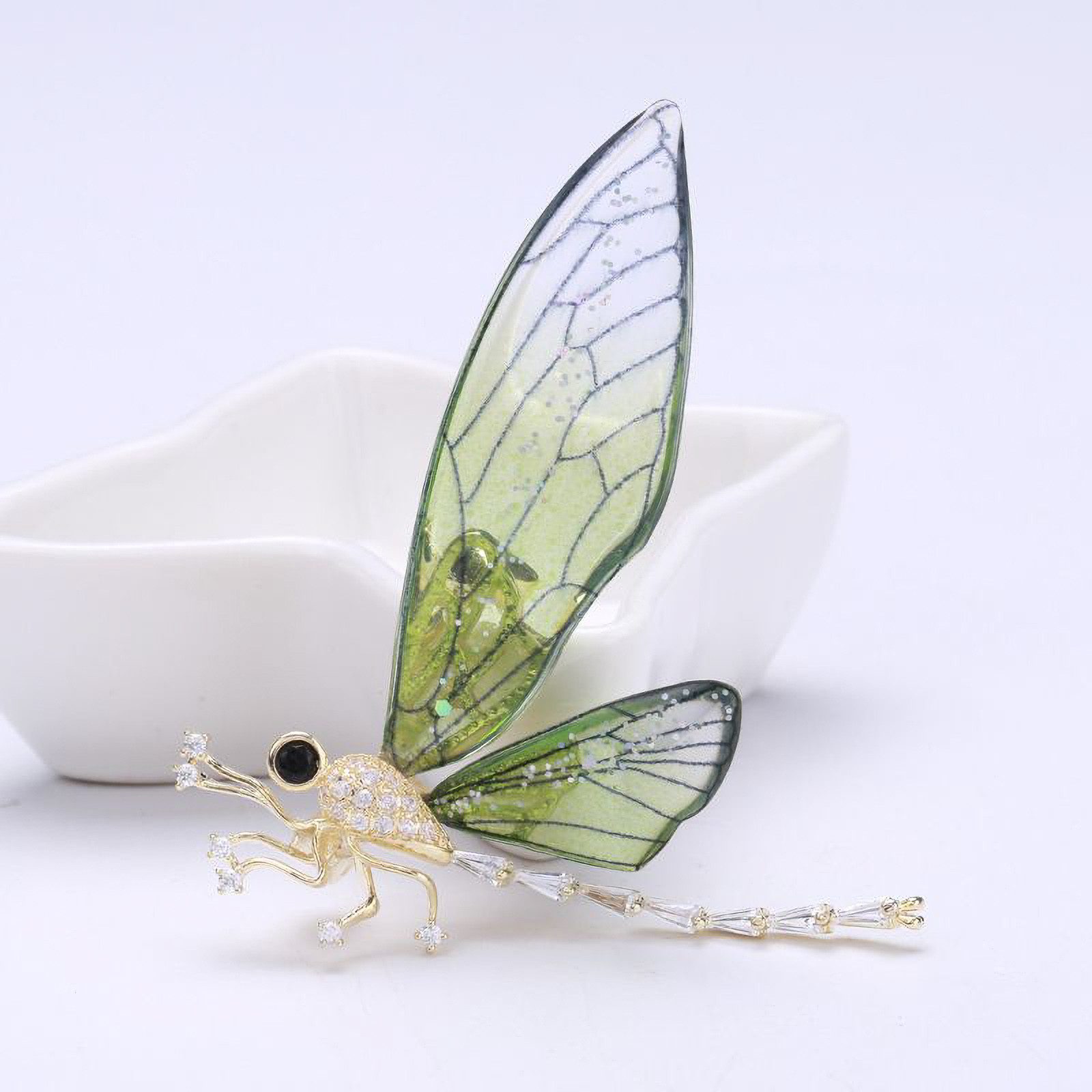 MayTree Brosche "Libelle", zart grün (Stück, 1-tlg), Metallbrosche in Form einer Libelle in zart Grün