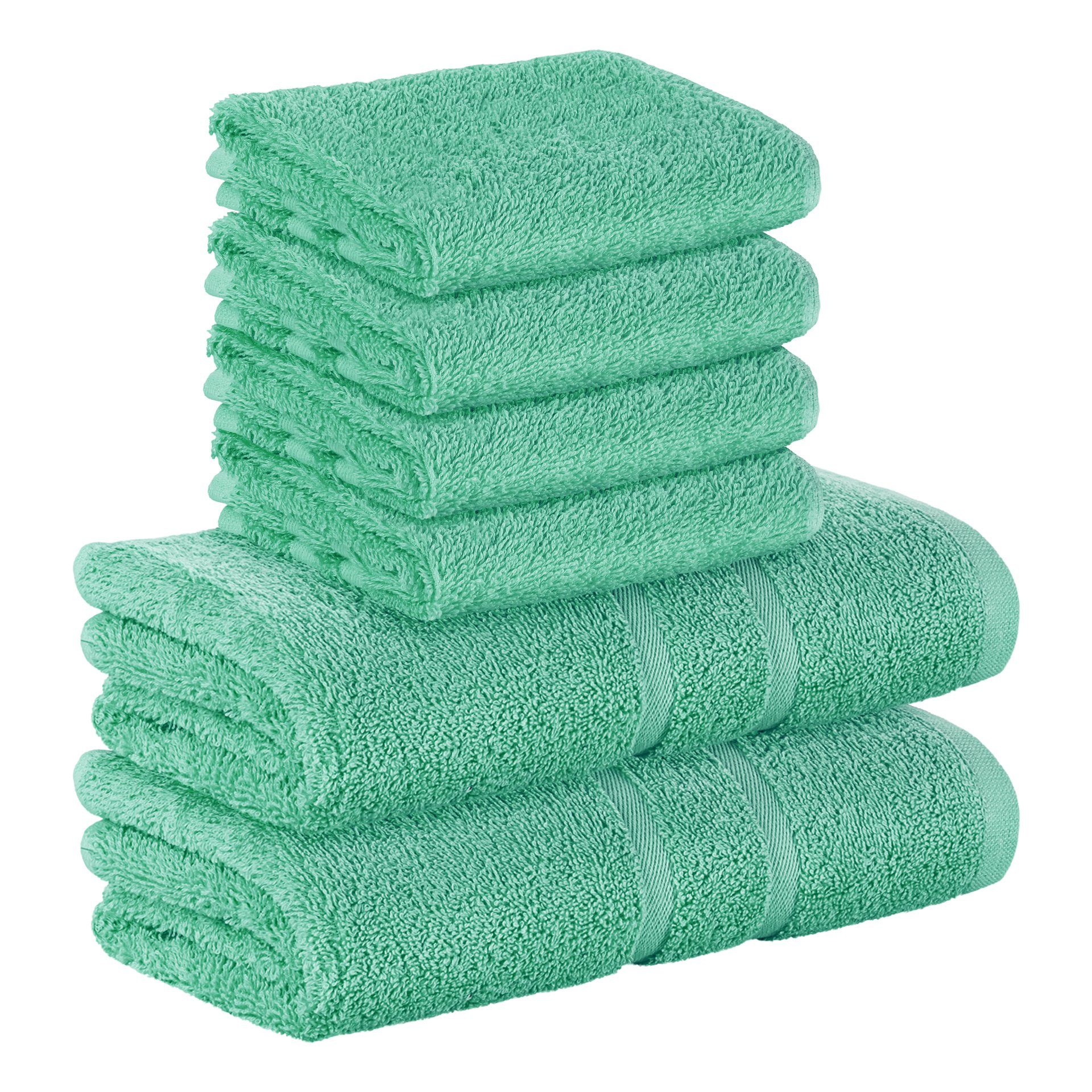 StickandShine Handtuch Set 4x Gästehandtuch 2x Handtücher als SET in verschiedenen Farben (6 Teilig) 100% Baumwolle 500 GSM Frottee 6er Handtuch Pack, (Sparset), 100% Baumwolle 500 GSM Smaragdgrün