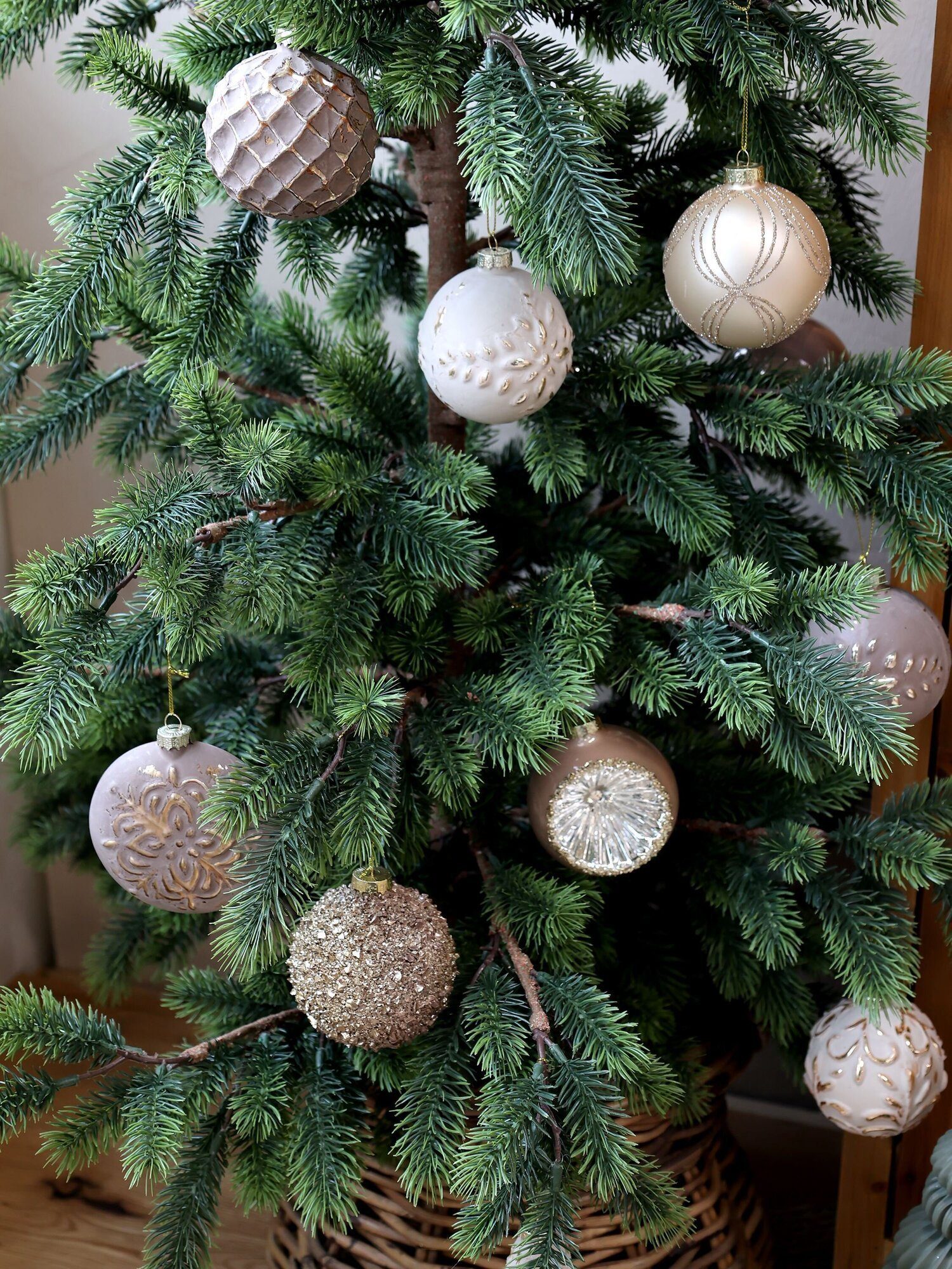 Chic Antique Weihnachtsbaumkugel Weihnachtskugel Goldmuster Fleur mokka antique